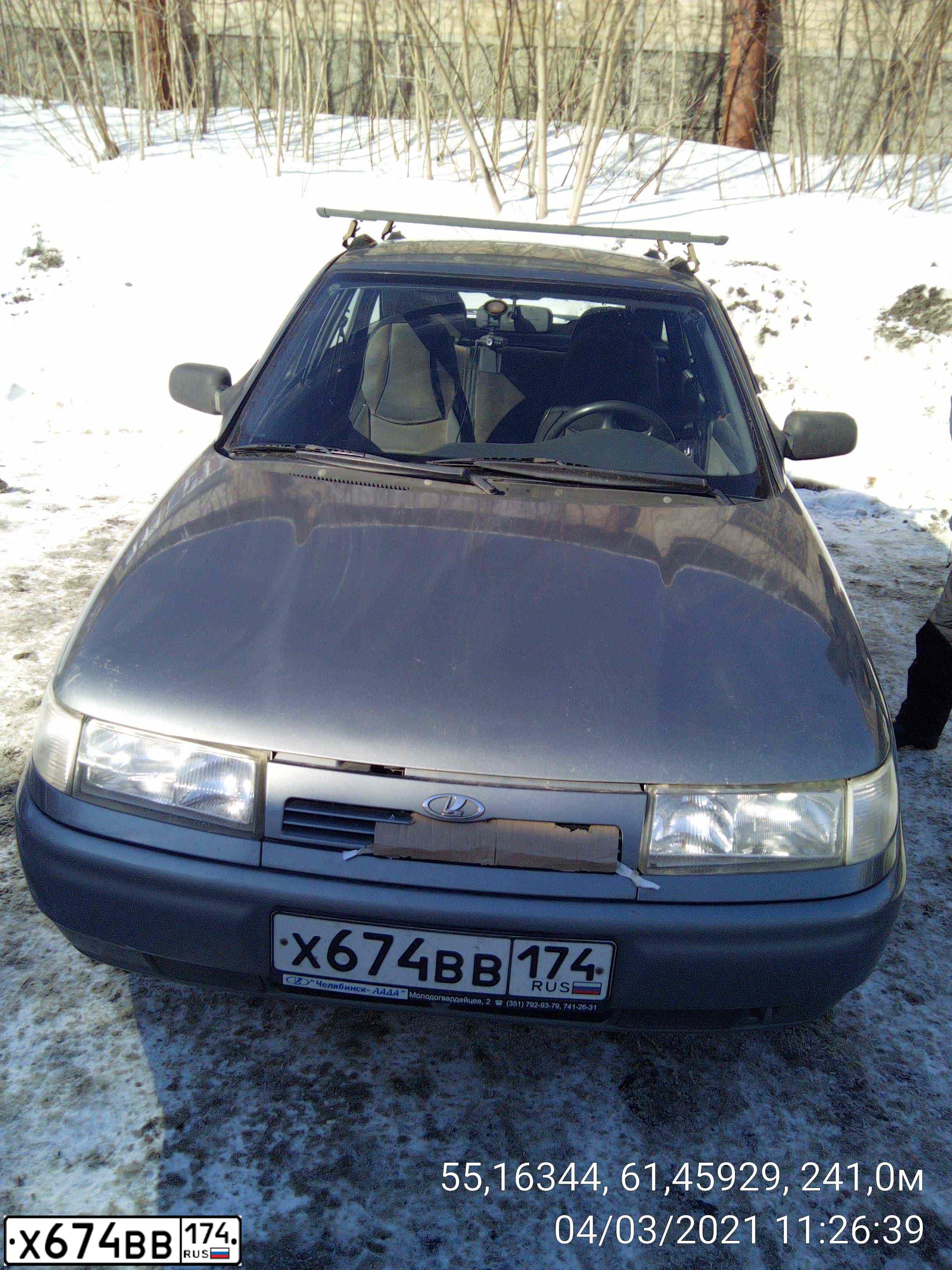 Фото автомобиля VAZ 2112 LADA, 2008 — госномер Х674ВВ174. Цвет: СЕРО-ЗЕЛЕНЫЙ