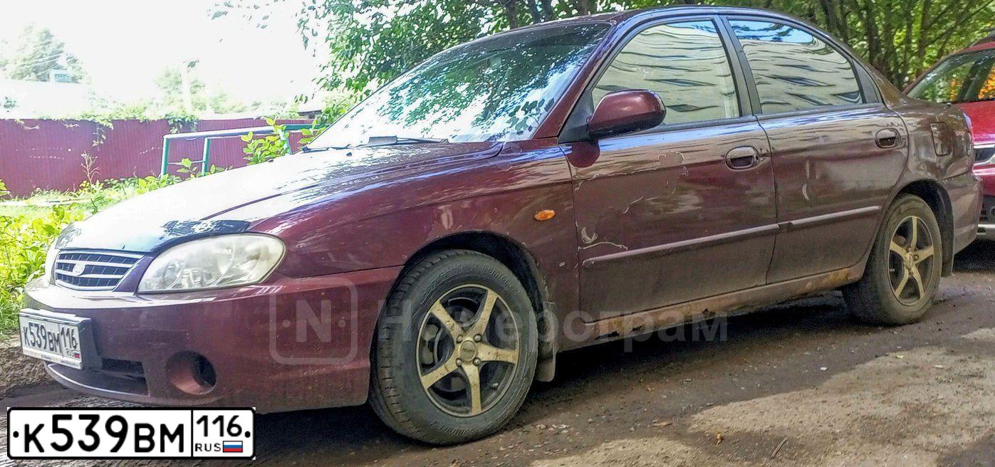 Фото автомобиля KIA SPECTRA, 2008 — госномер К539ВМ116. Цвет: КРАСНЫЙ ПЕРЕЦ (КРАСНЫЙ)