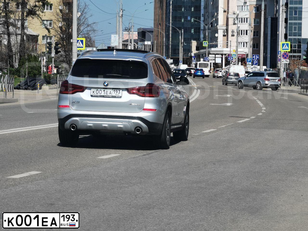 Фото автомобиля BMW X3, 2020 — госномер К001ЕА193. Цвет: Серебристый