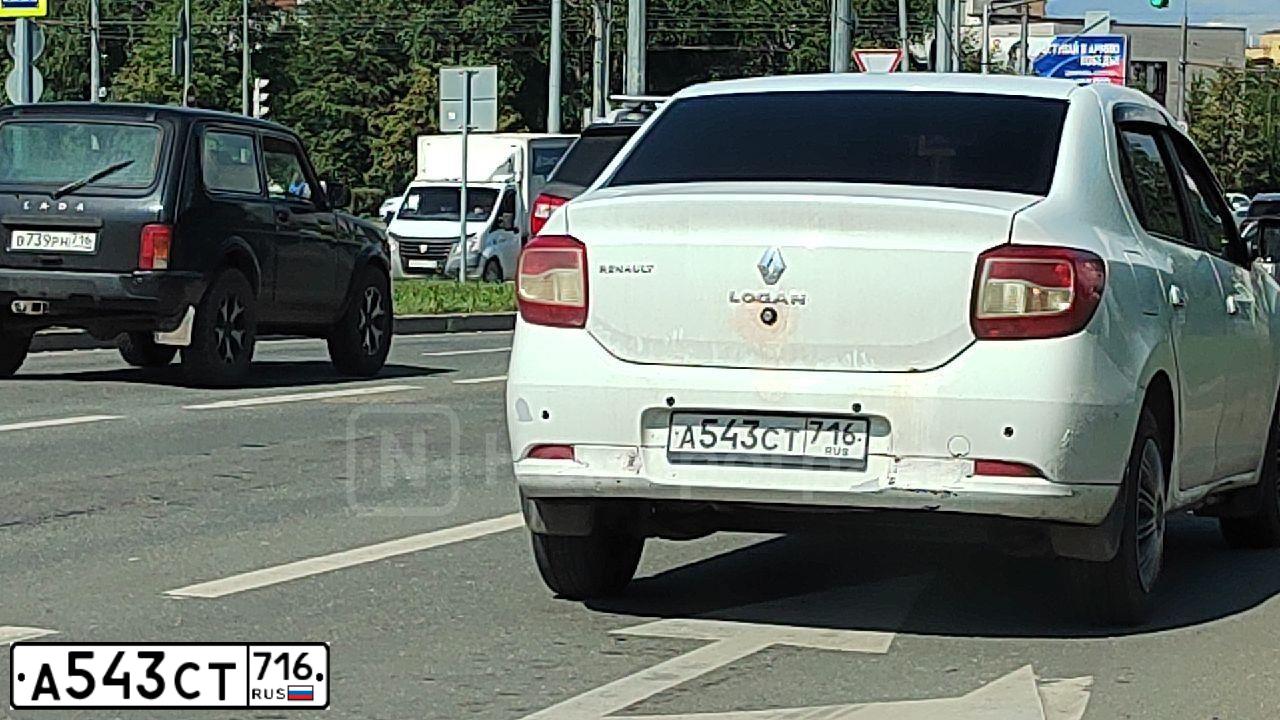 Фото автомобиля RENAULT LOGAN, 2018 — госномер А543СТ716. Цвет: Белый
