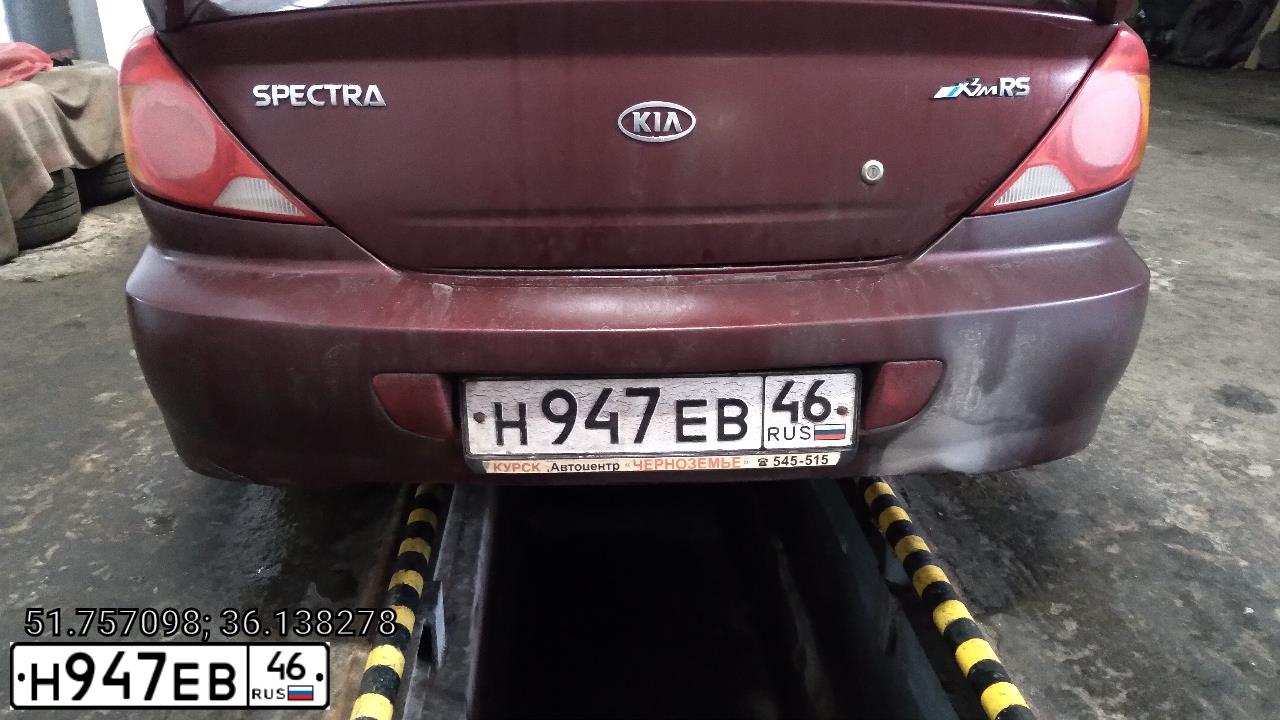 Фото автомобиля KIA SPECTRA, 2007 — госномер Н947ЕВ46. Цвет: Красный