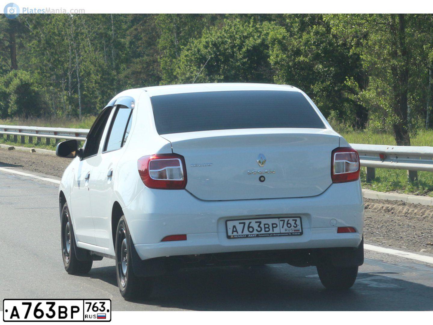 Фото автомобиля RENAULT LOGAN, 2018 — госномер А763ВР763. Цвет: БЕЛЫЙ