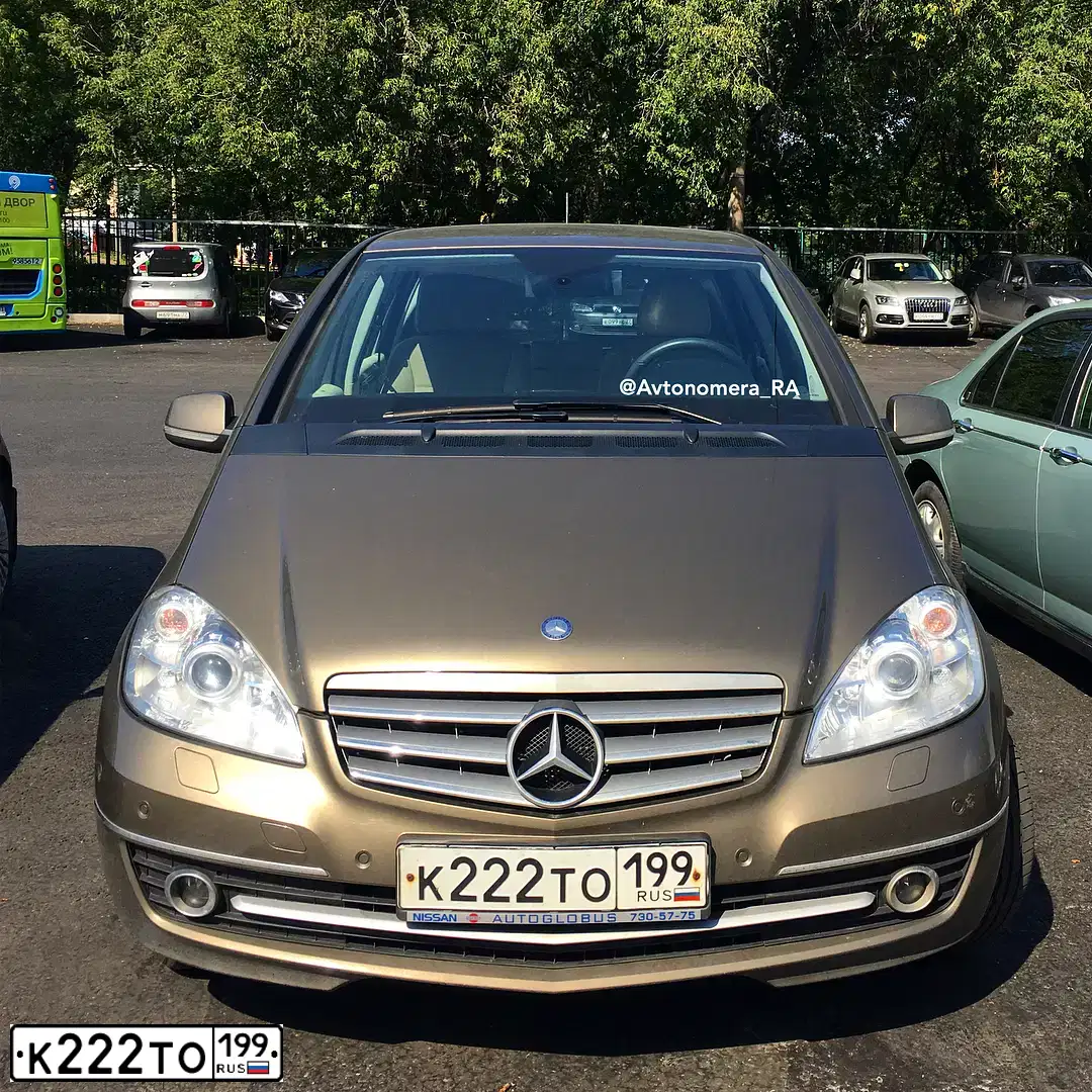 Фото автомобиля MERCEDES A-KLASSE, 2009 — госномер К222ТО199. Цвет: КОРИЧНЕВЫЙ