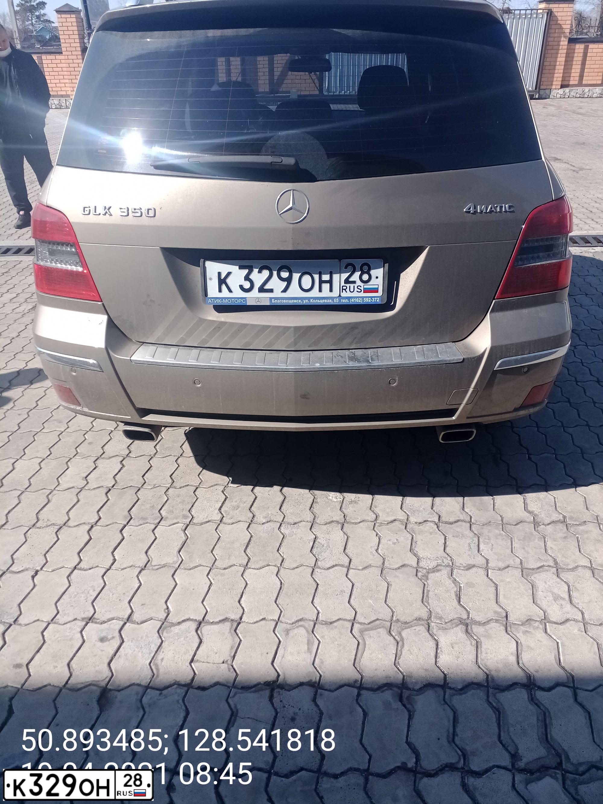 Фото автомобиля MERCEDES GLK-KLASSE, 2008 — госномер К329ОН28. Цвет: БЕЖЕВЫЙ