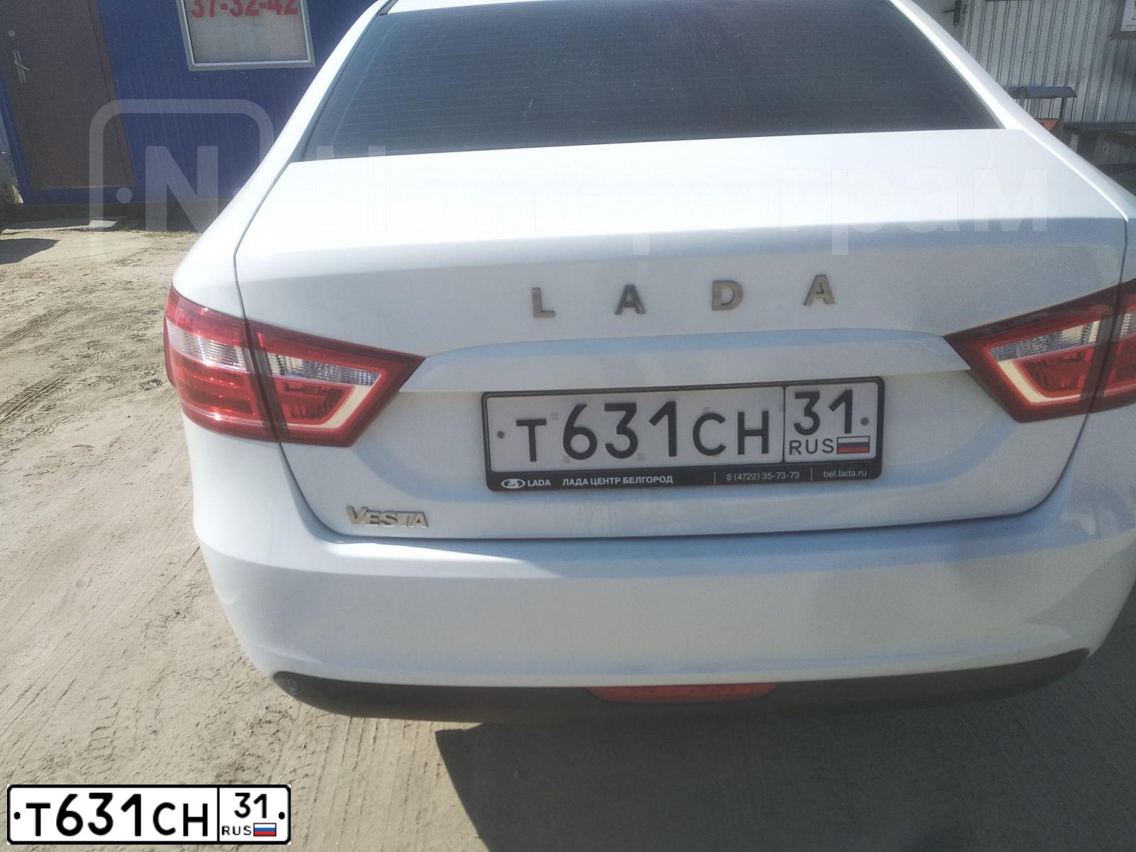 Фото автомобиля LADA VESTA, 2019 — госномер Т631СН31. Цвет: Белый