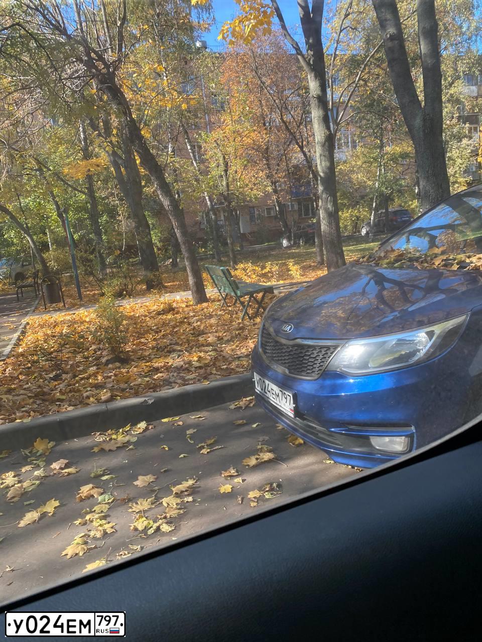 Фото автомобиля KIA RIO, 2015 — госномер У024ЕМ797. Цвет: синий