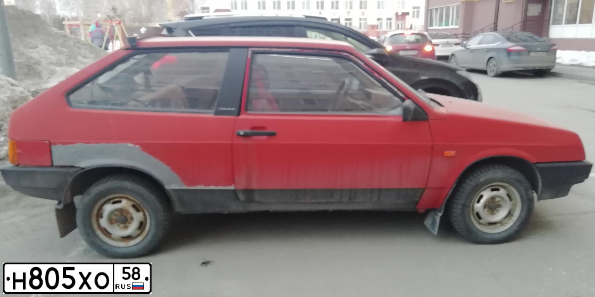 Фото автомобиля LADA 2108, 1988 — госномер С123СМ58. Цвет: КРАСНЫЙ