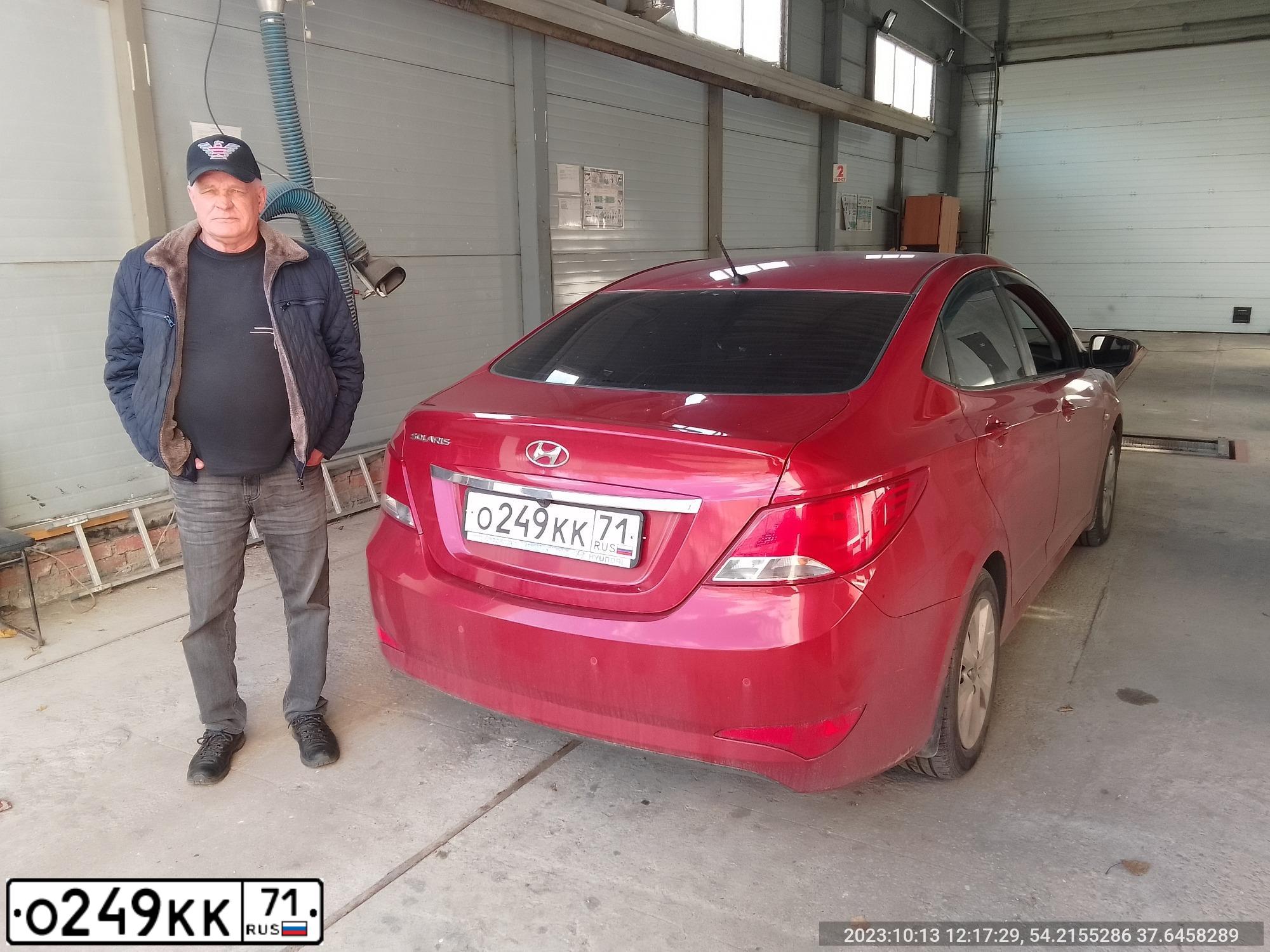 Фото автомобиля HYUNDAI SOLARIS, 2016 — госномер О249КК71. Цвет: КРАСНЫЙ ГРАНАТ