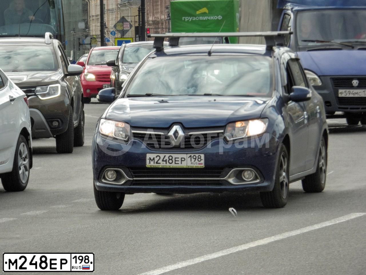 Фото автомобиля RENAULT LOGAN, 2015 — госномер М248ЕР198. Цвет: синий