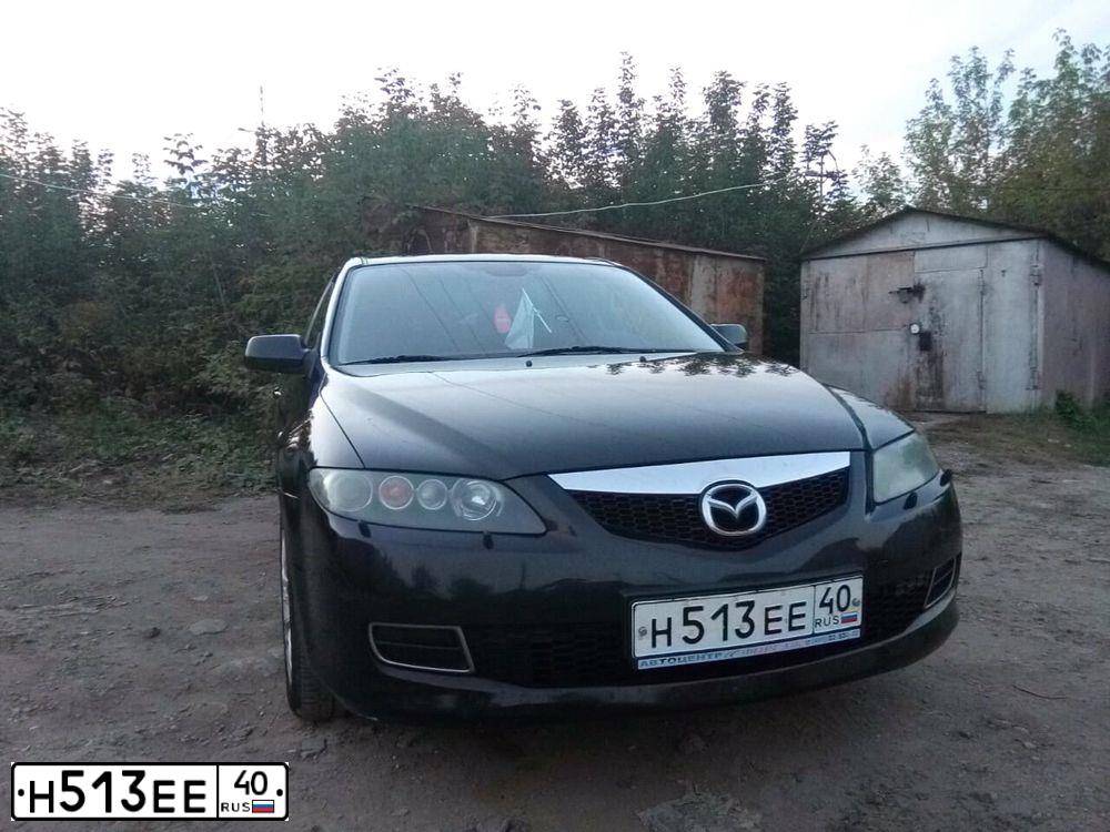 Фото автомобиля MAZDA 6, 2005 — госномер Р134ВК40. Цвет: ЧЕРНЫЙ