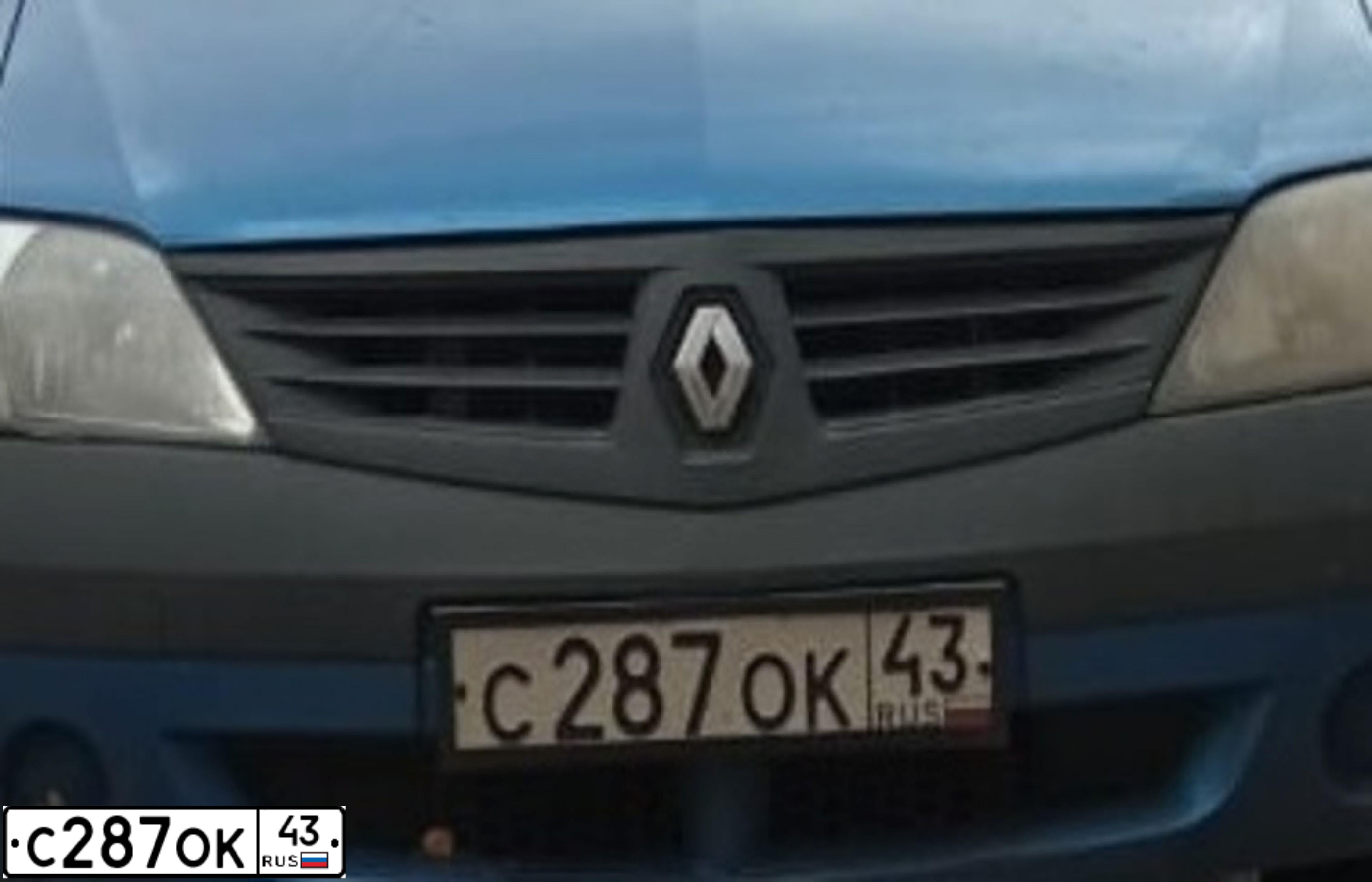 Фото автомобиля RENAULT LOGAN, 2008 — госномер С287ОК43. Цвет: СИНИЙ МЕТАЛЛИК