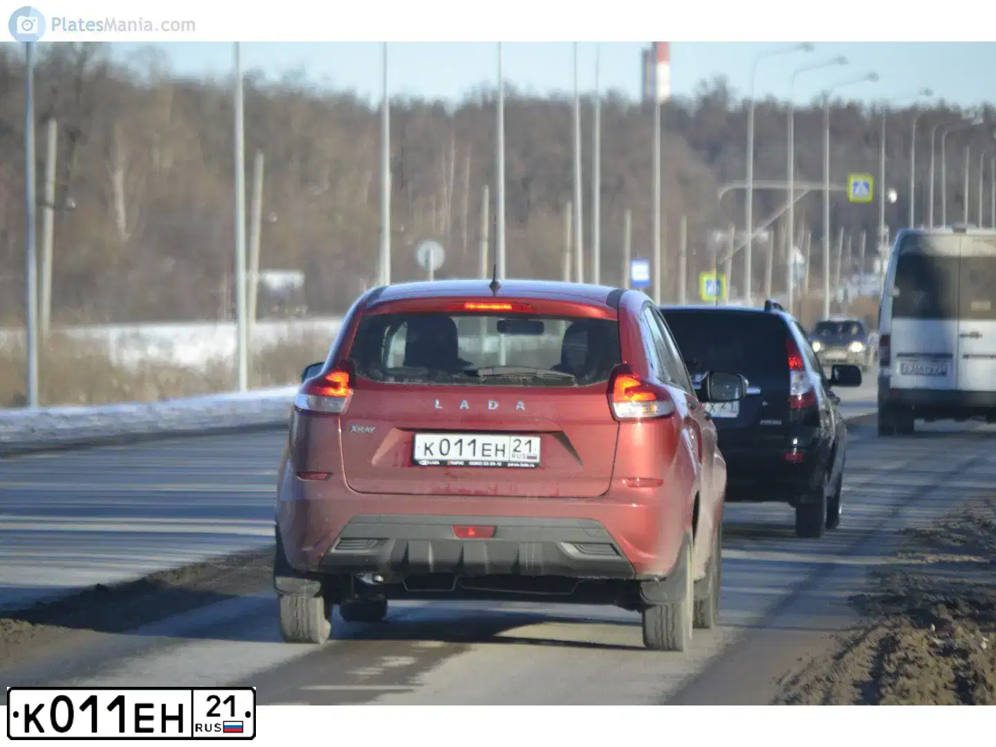 Фото автомобиля LADA XRAY, 2018 — госномер К011ЕН21. Цвет: КРАСНЫЙ