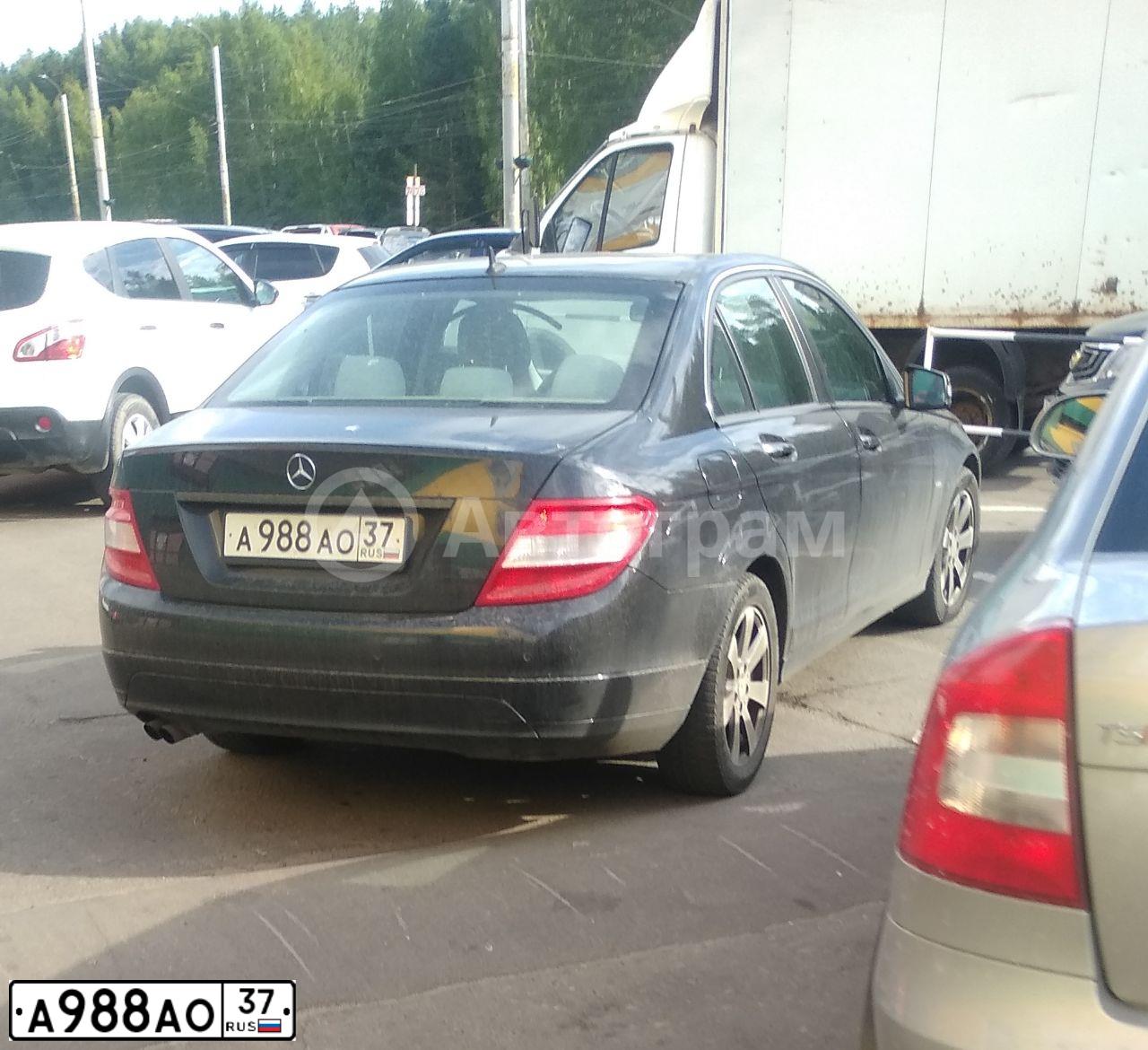 Фото автомобиля MERCEDES C-KLASSE, 2009 — госномер А988АО37. Цвет: ЧЕРНЫЙ
