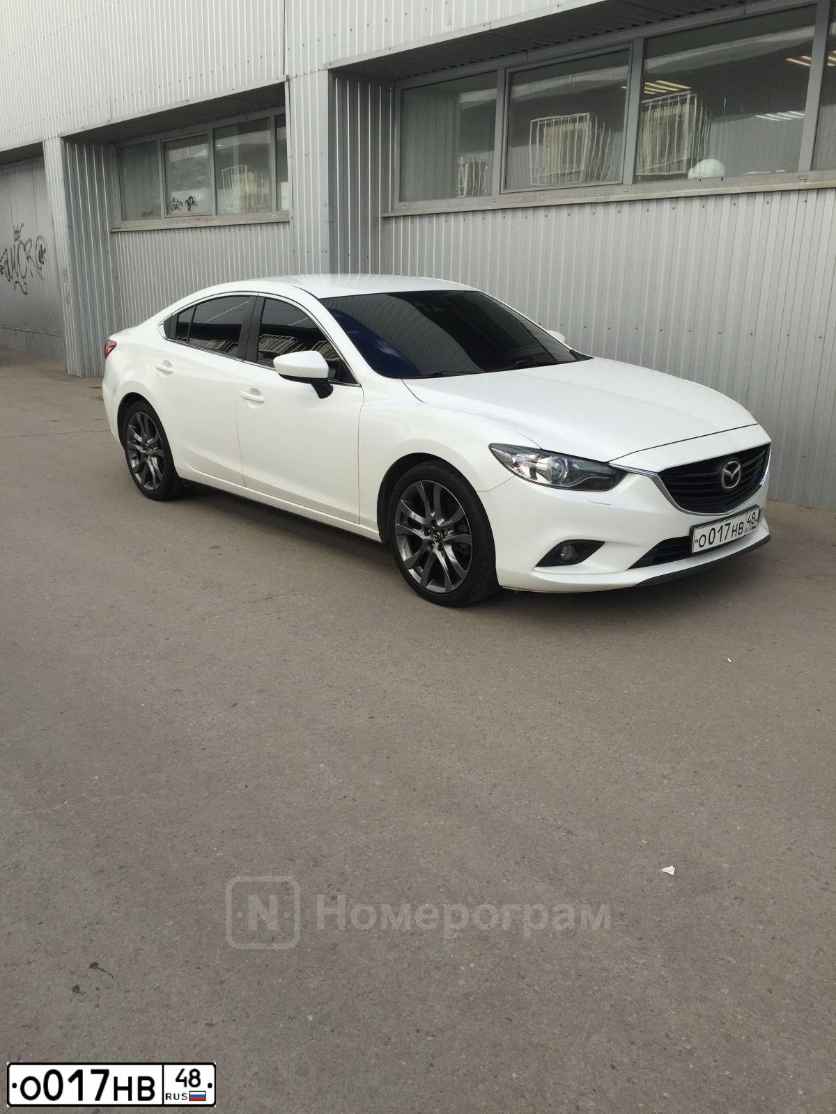 Фото автомобиля MAZDA A 6, 2012 — госномер О017НВ48. Цвет: Белый
