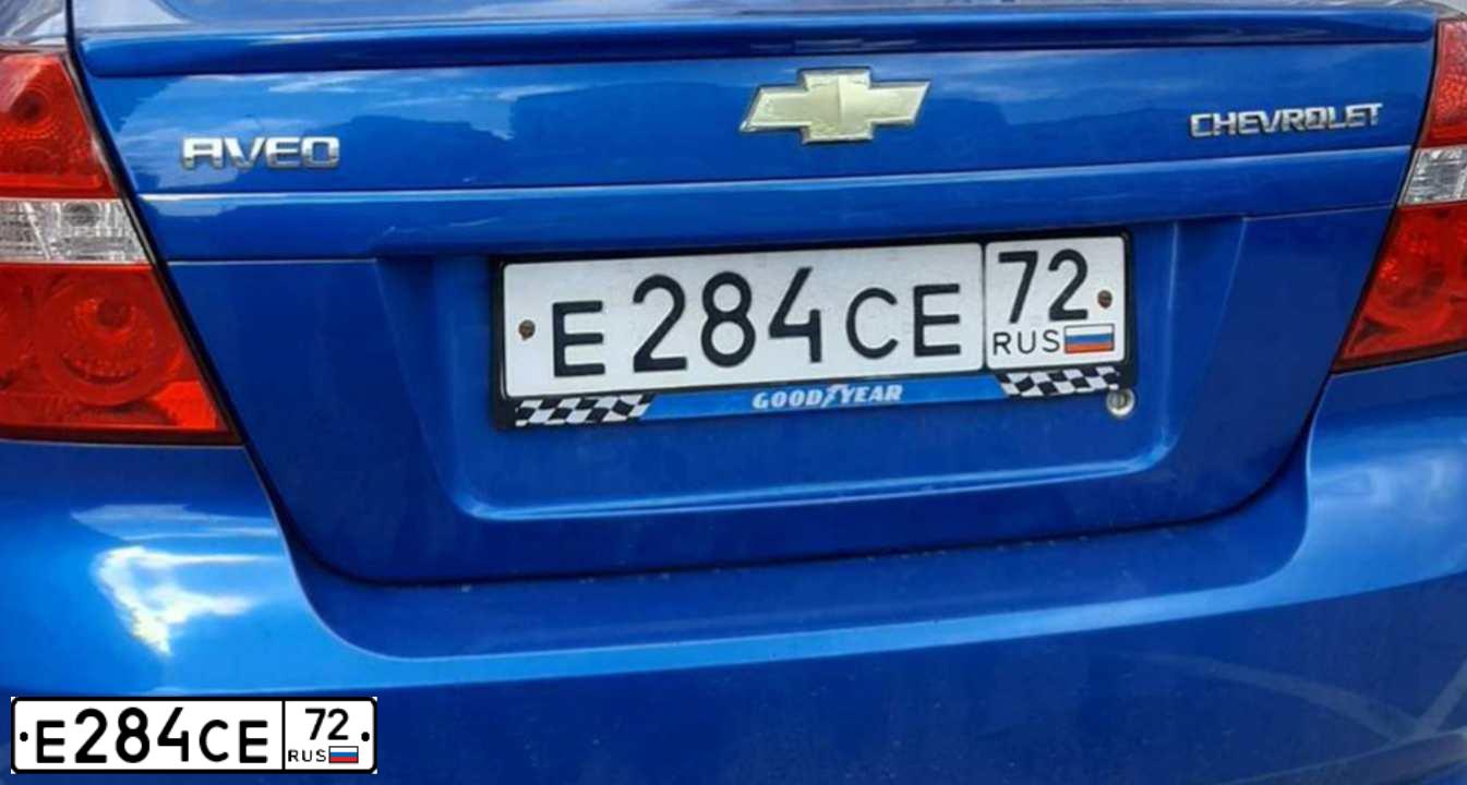 Фото автомобиля CHEVROLET T AVEO, 2007 — госномер Е284СЕ72. Цвет: синий