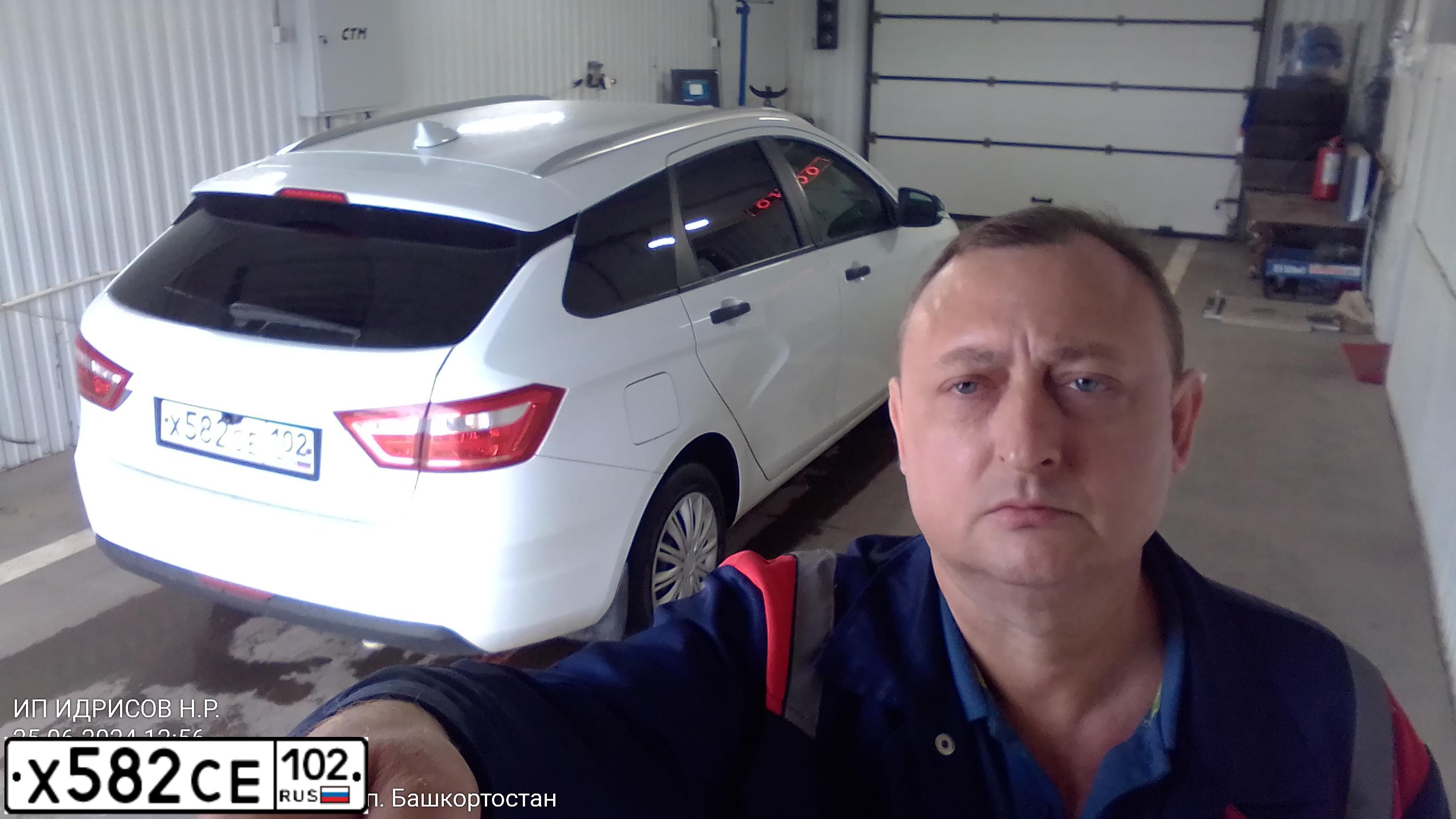 Фото автомобиля LADA VESTA, 2019 — госномер Х582СЕ102. Цвет: БЕЛЫЙ