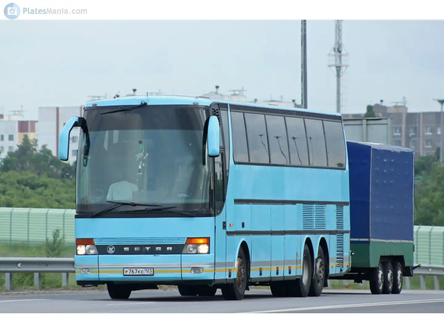 Фото автомобиля SETRA A S 315, 1993 — госномер Р767КЕ123. Цвет: ГОЛУБОЙ