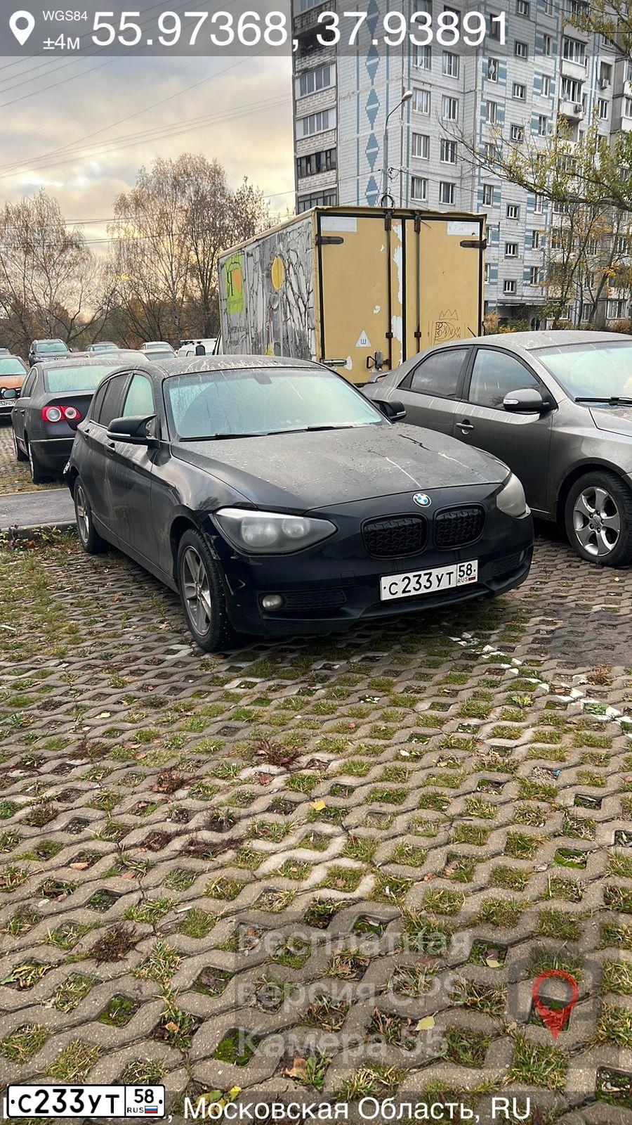 Фото автомобиля BMW W SERIE 1, 2012 — госномер С233УТ58. Цвет: ЧЕРНЫЙ