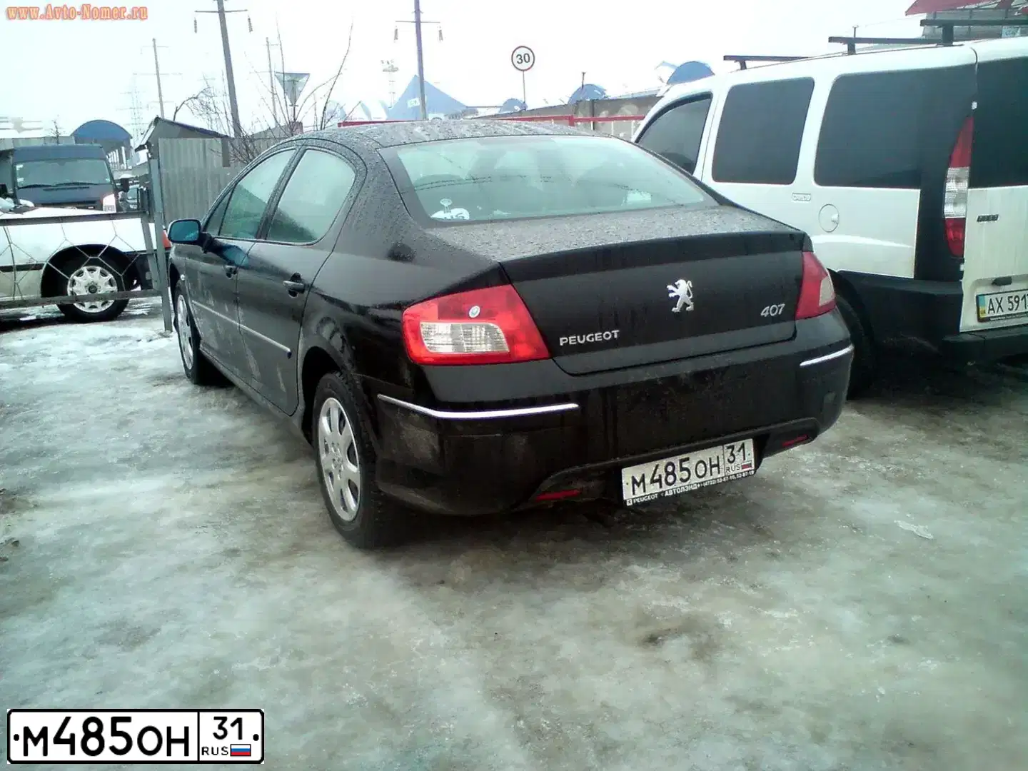 Фото автомобиля PEUGEOT 407, 2008 — госномер М485ОН31. Цвет: ЧЕРНЫЙ