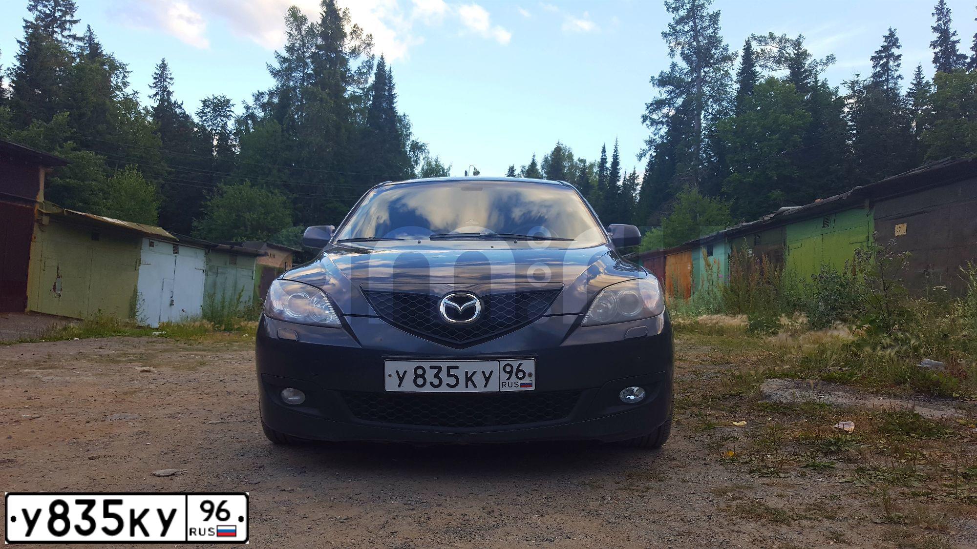 Фото автомобиля MAZDA 3, 2007 — госномер Е929КР196. Цвет: ТЕМНО-СЕРЫЙ
