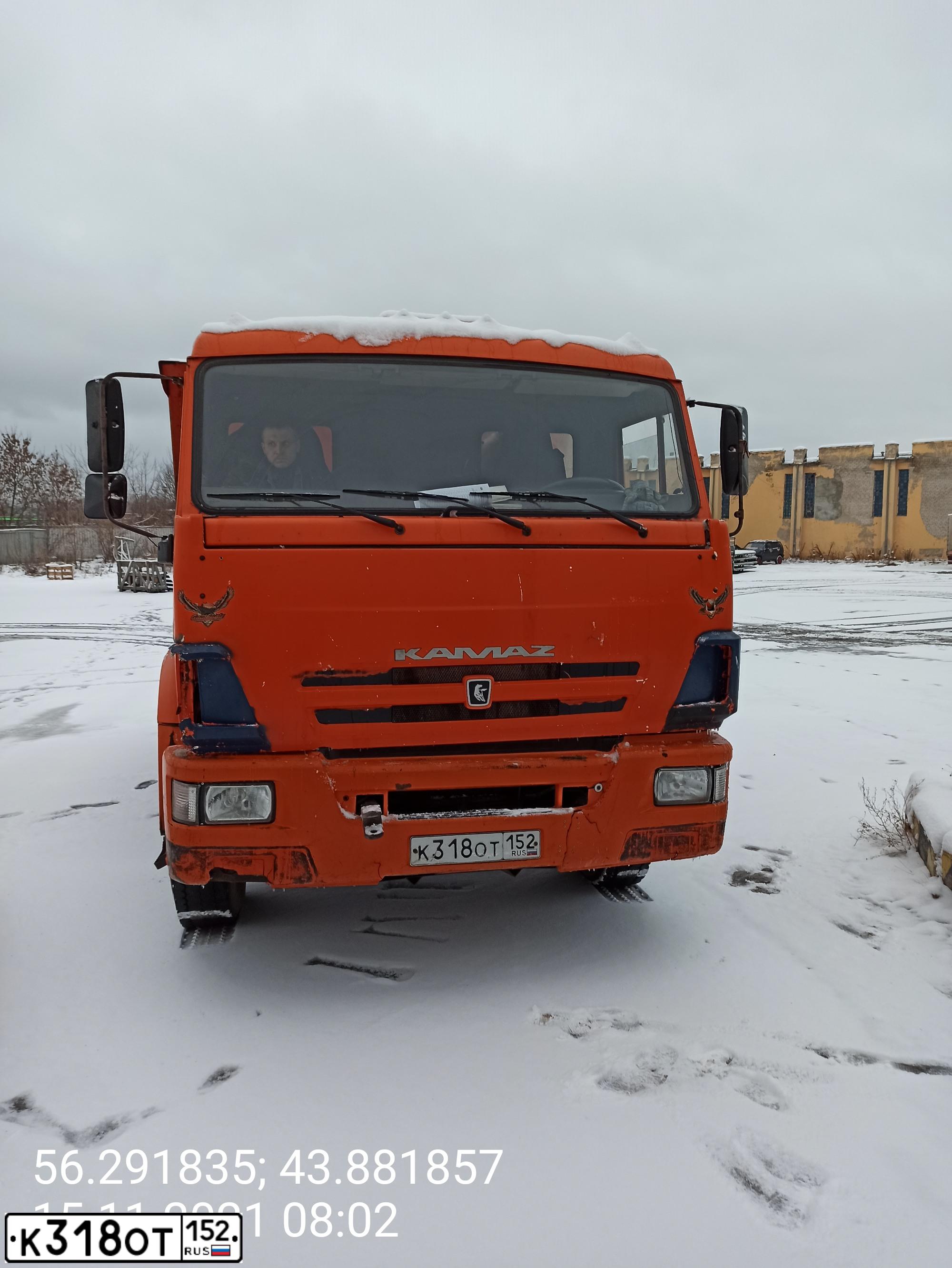 Фото автомобиля KAMAZ 65115 /6X4/, 2012 — госномер К318ОТ152. Цвет: Оранжевый