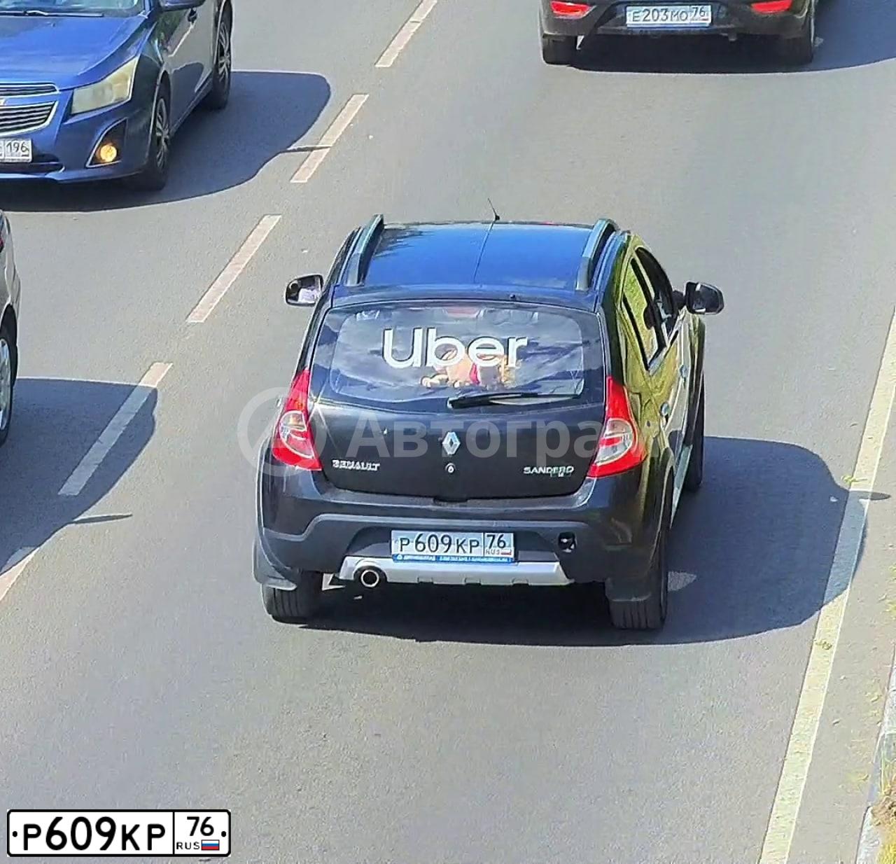 Фото автомобиля RENAULT SANDERO, 2012 — госномер Р609КР76. Цвет: ЧЕРНЫЙ