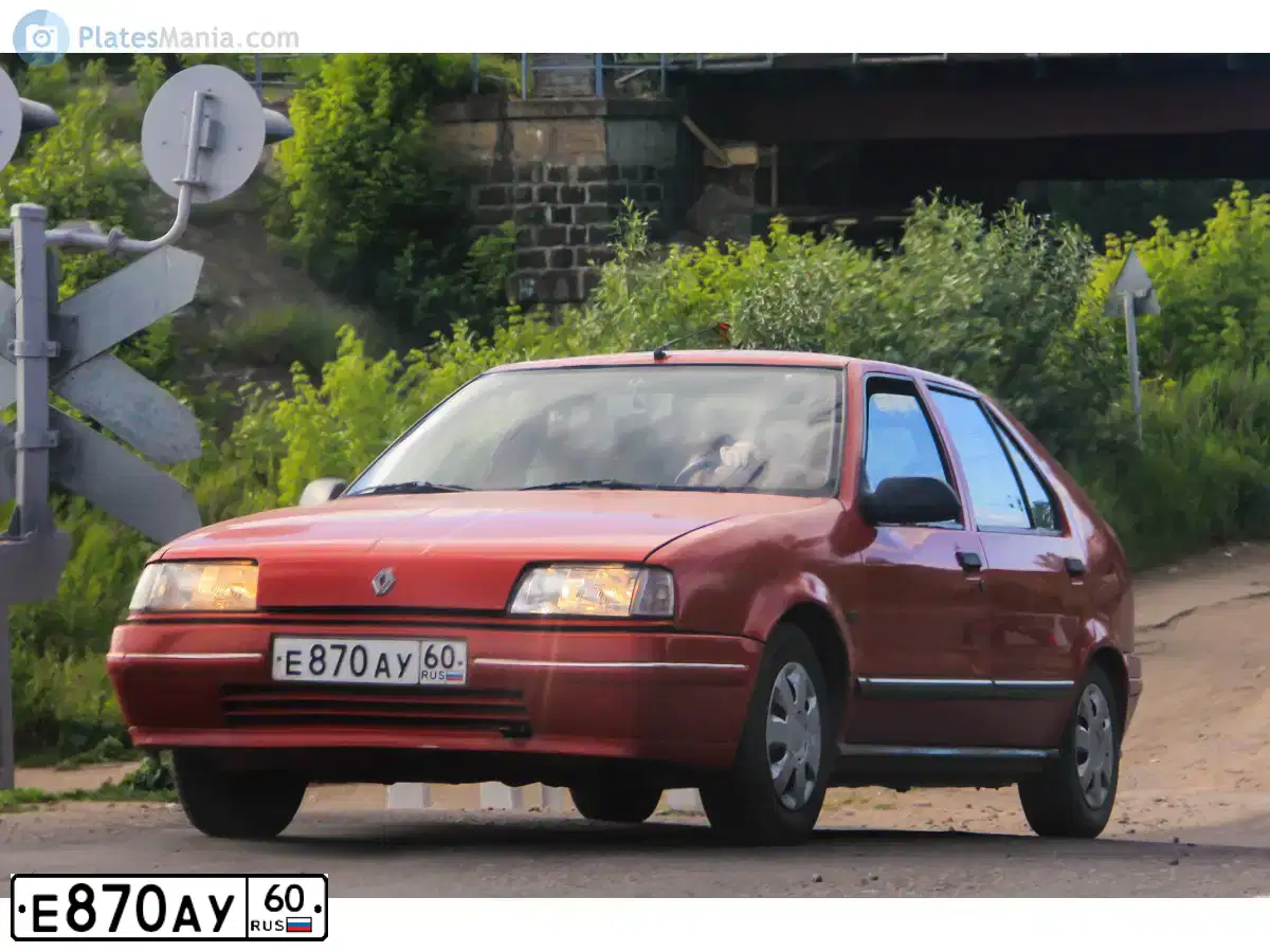 Фото автомобиля RENAULT R 19, 1989 — госномер Е870АУ60. Цвет: Красный