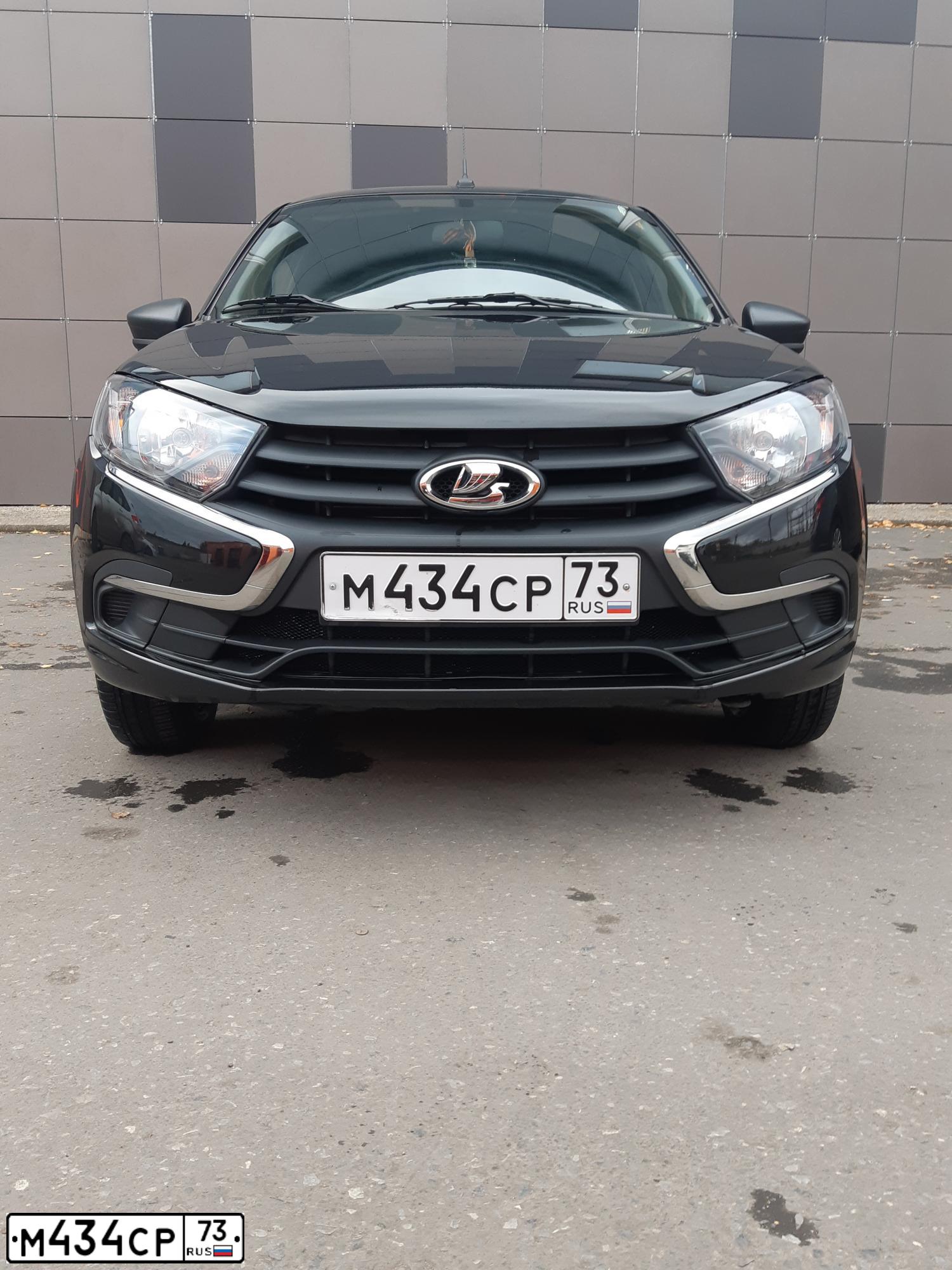 Фото автомобиля VAZ LADA GRANTA 219040, 2021 — госномер М434СР73. Цвет: ЧЕРНЫЙ