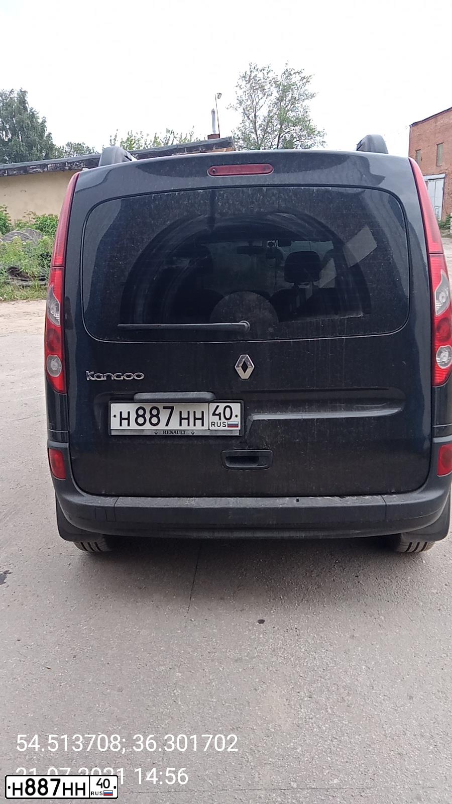 Фото автомобиля RENAULT KANGOO, 2008 — госномер Н887НН40. Цвет: ЧЕРНЫЙ