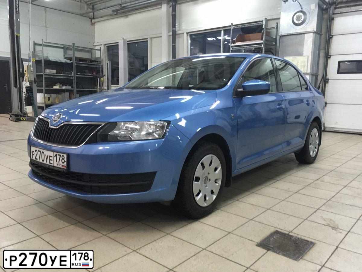 Фото автомобиля SKODA RAPID, 2014 — госномер Е313СС69. Цвет: синий