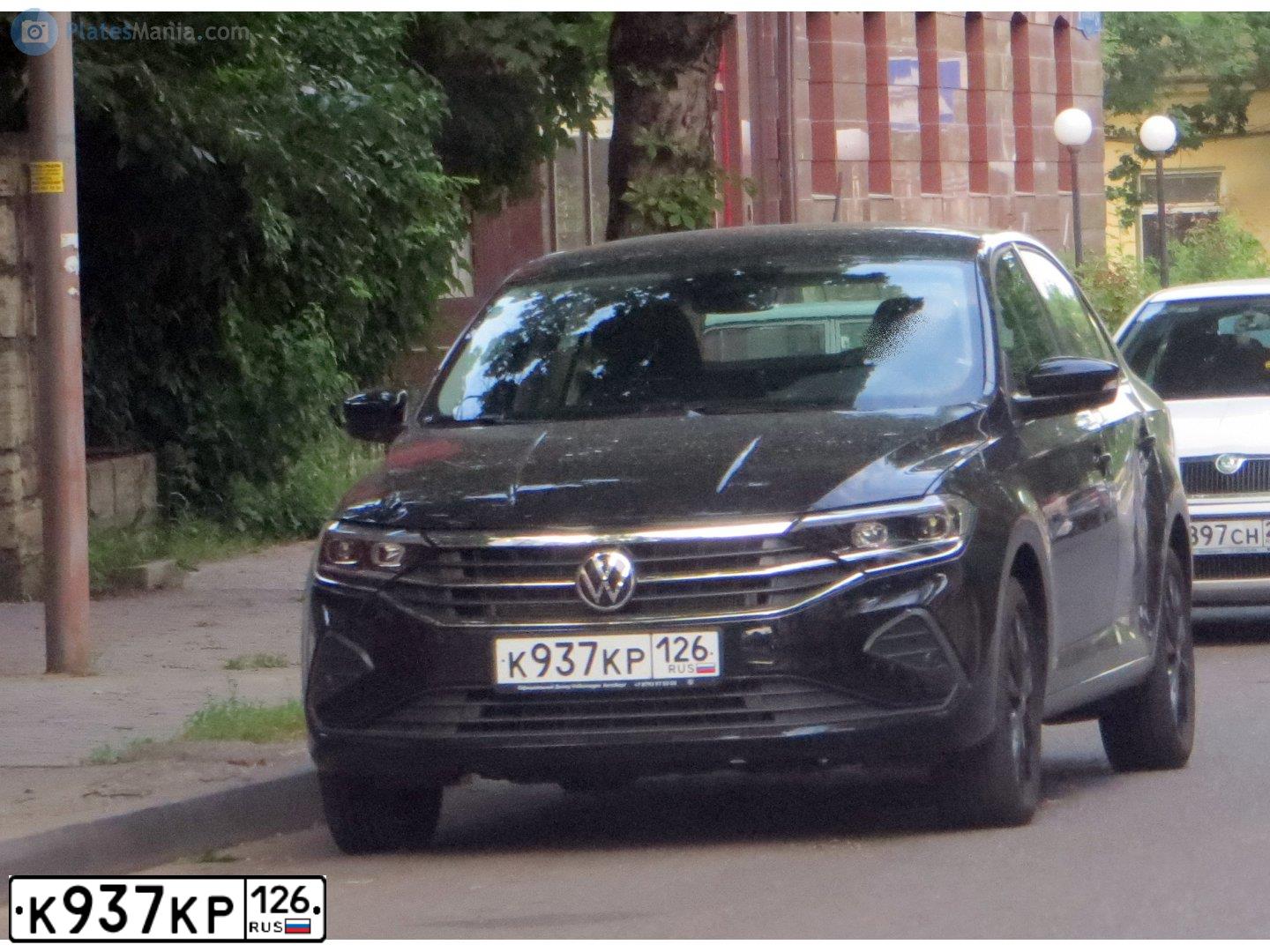 Фото автомобиля VOLKSWAGEN POLO, 2020 — госномер Р454ВХ126. Цвет: ЧЕРНЫЙ