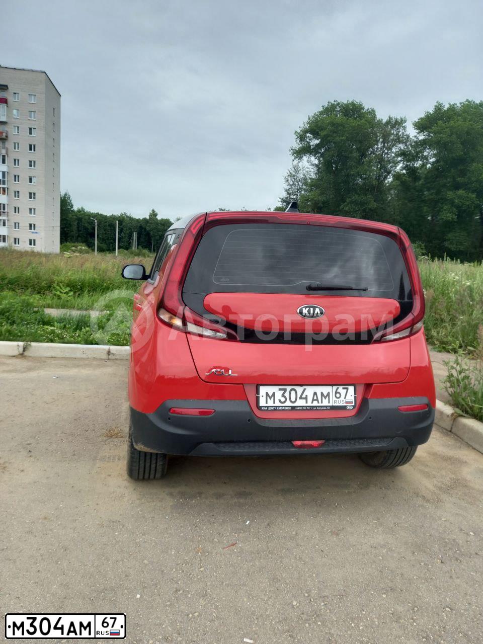 Фото автомобиля KIA SOUL, 2019 — госномер М304АМ67. Цвет: КРАСНЫЙ