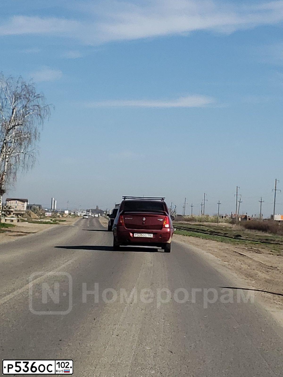Фото автомобиля RENAULT LOGAN, 2008 — госномер Р536ОС102. Цвет: КРАСНЫЙ