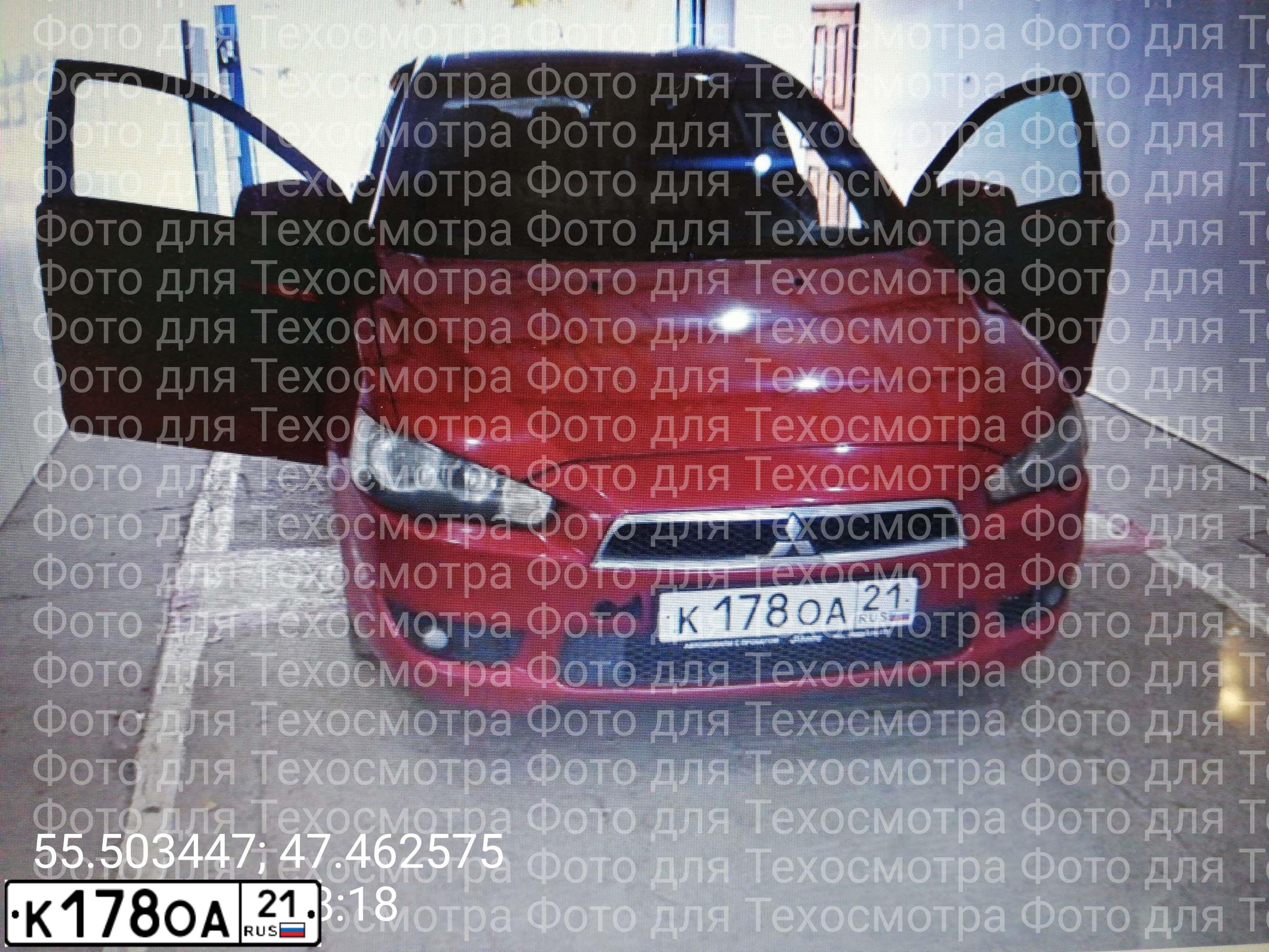 Фото автомобиля MITSUBISHI LANCER, 2008 — госномер Т378РВ12. Цвет: Красный