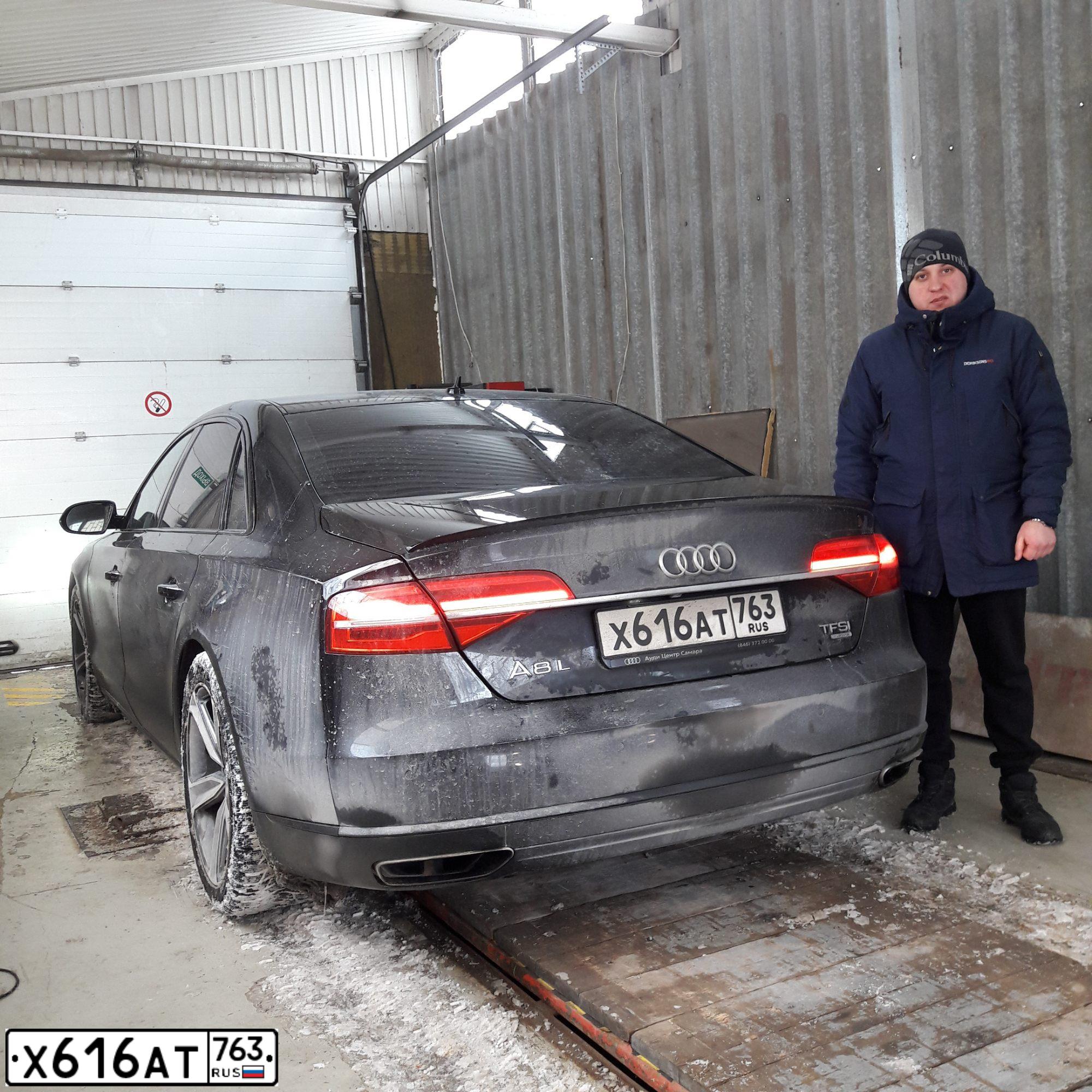 Фото автомобиля AUDI A8, 2014 — госномер Х616АТ763. Цвет: ЧЕРНЫЙ