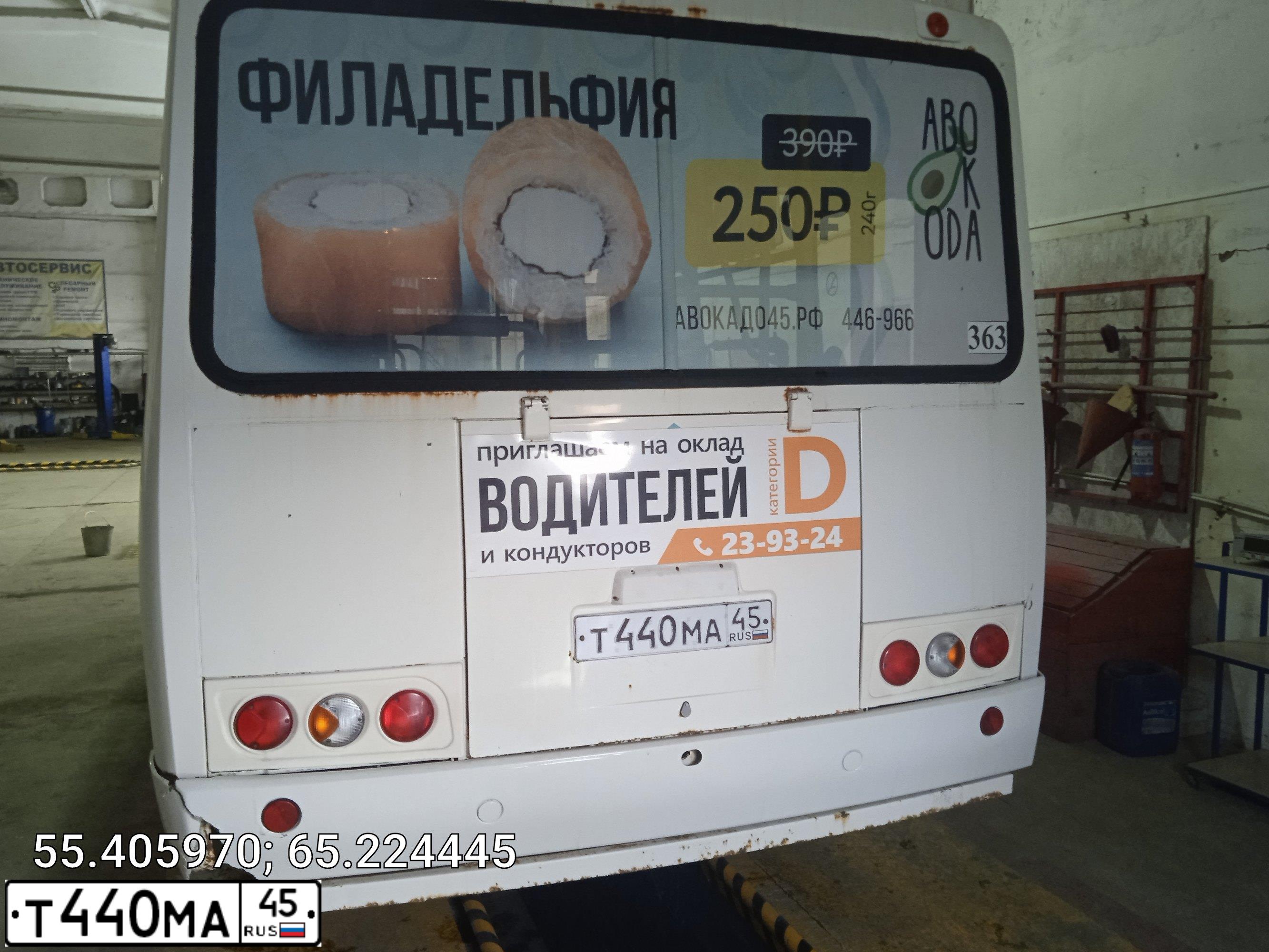 Фото автомобиля PAZ 3205, 2016 — госномер Т440МА45. Цвет: БЕЛЫЙ
