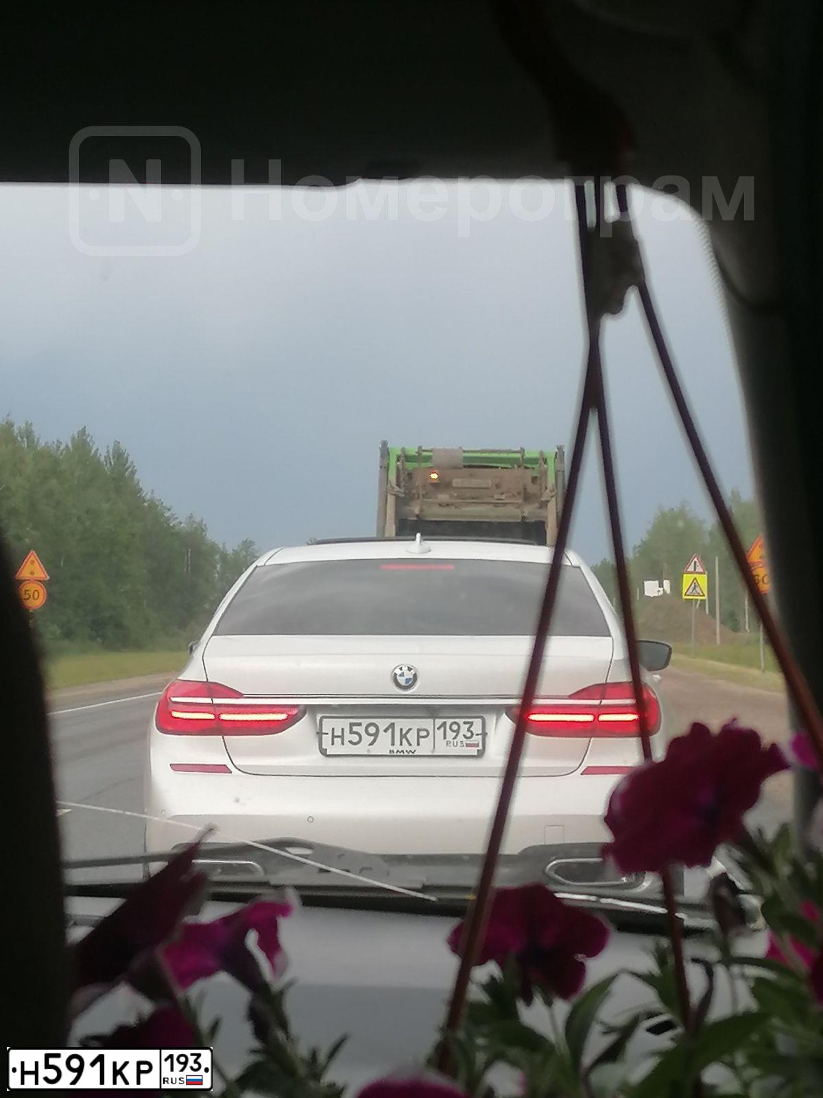Фото автомобиля BMW SERIE 7, 2016 — госномер Н591КР193. Цвет: Белый