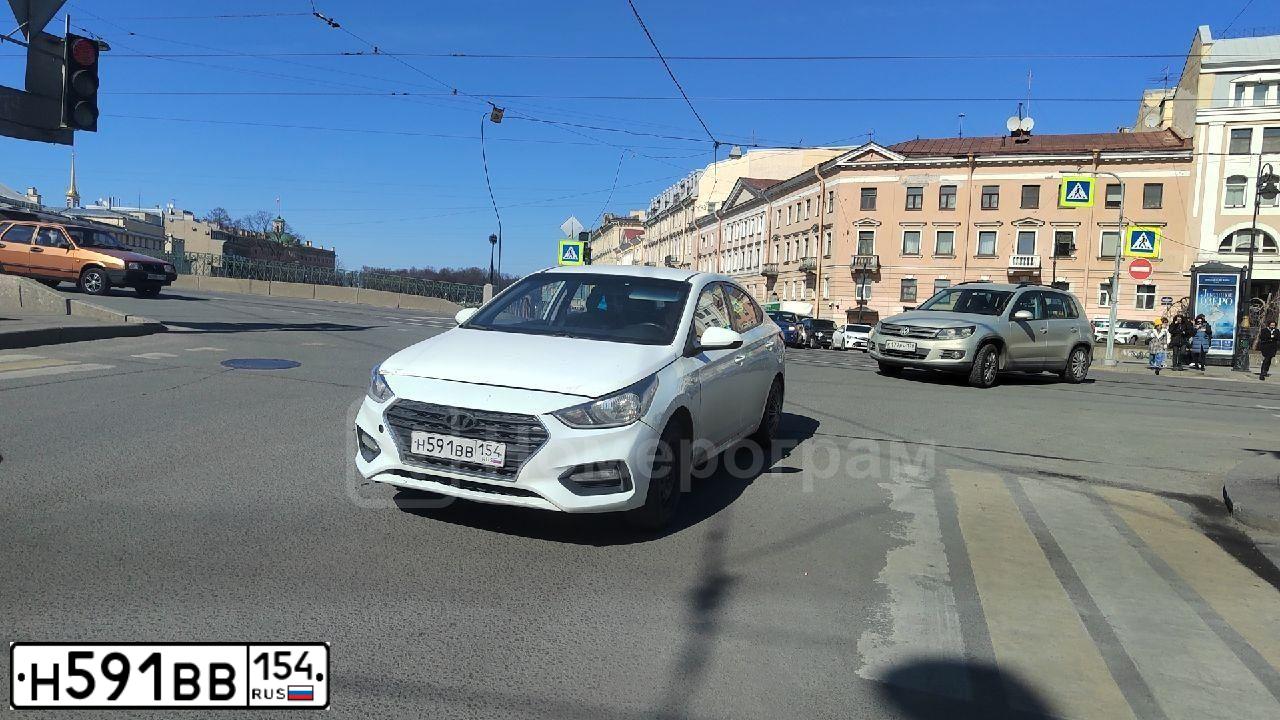Фото автомобиля HYUNDAI SOLARIS, 2018 — госномер Н591ВВ154. Цвет: Белый