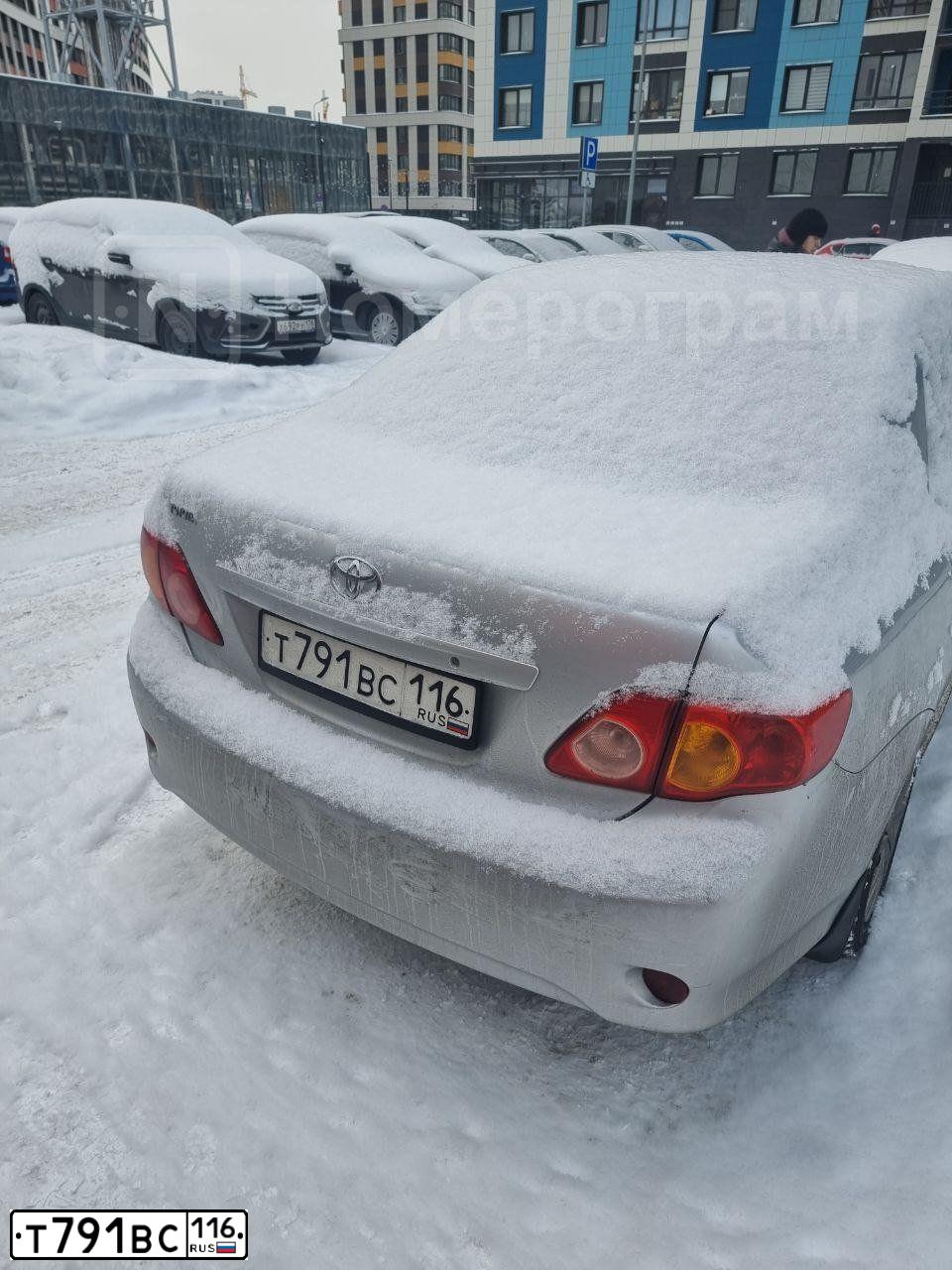 Фото автомобиля TOYOTA COROLLA, 2007 — госномер Т791ВС116. Цвет: СЕРЕБРИСТЫЙ