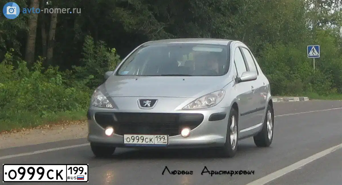 Фото автомобиля PEUGEOT T 307, 2006 — госномер О999СК199. Цвет: Серебристый