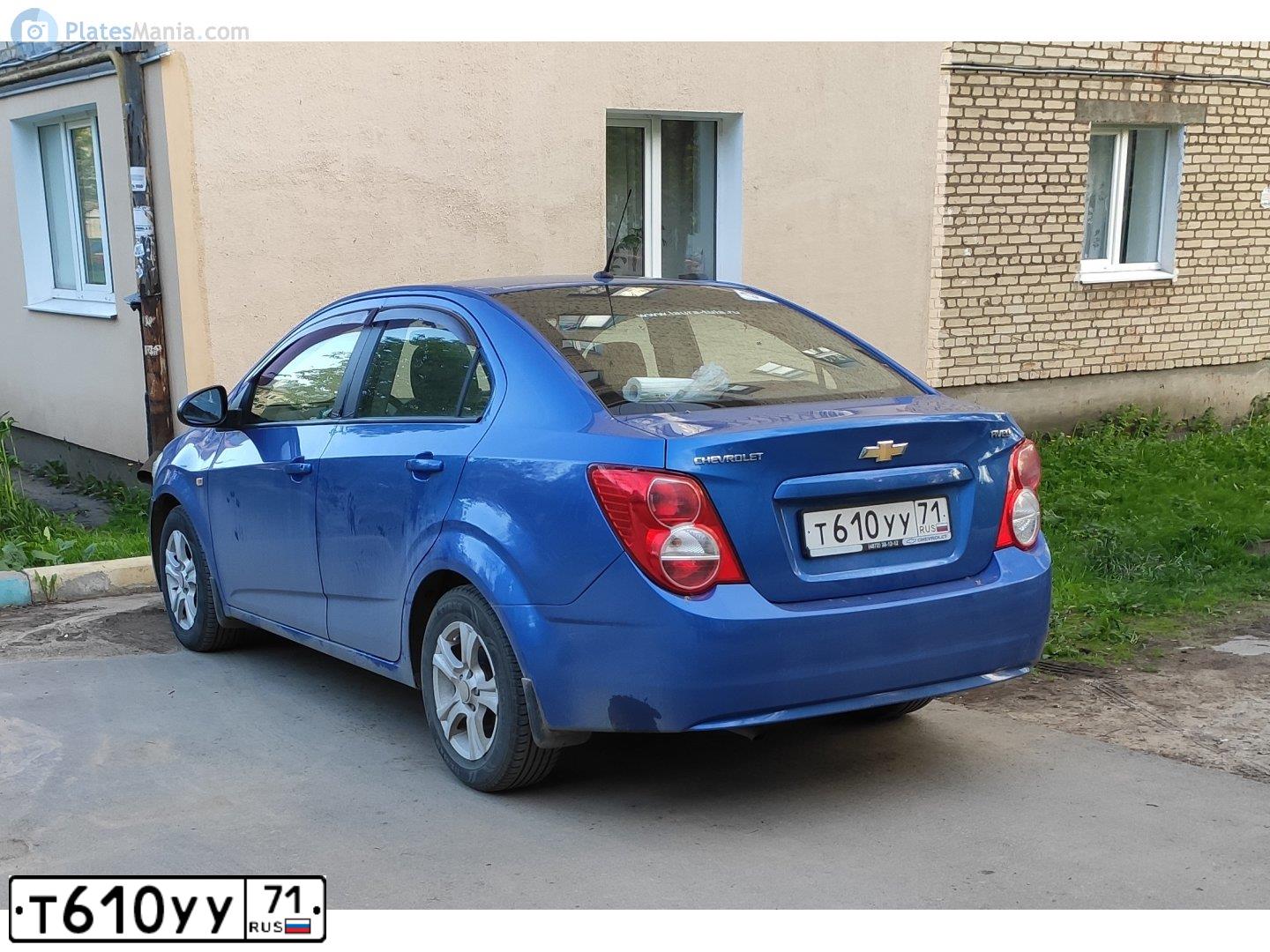 Фото автомобиля CHEVROLET AVEO, 2012 — госномер Т610УУ71. Цвет: СИНИЙ