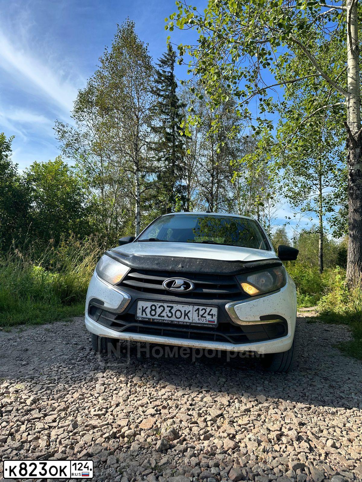 Фото автомобиля LADA 2191 GRANTA, 2019 — госномер К823ОК124. Цвет: БЕЛЫЙ