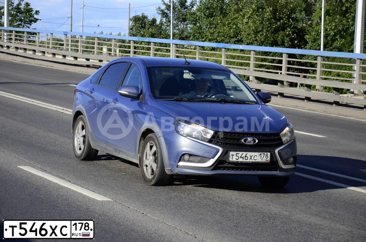 Фото автомобиля ВАЗ (LADA) VESTA, 2016 — госномер К587ХН147. Цвет: Темно-синий