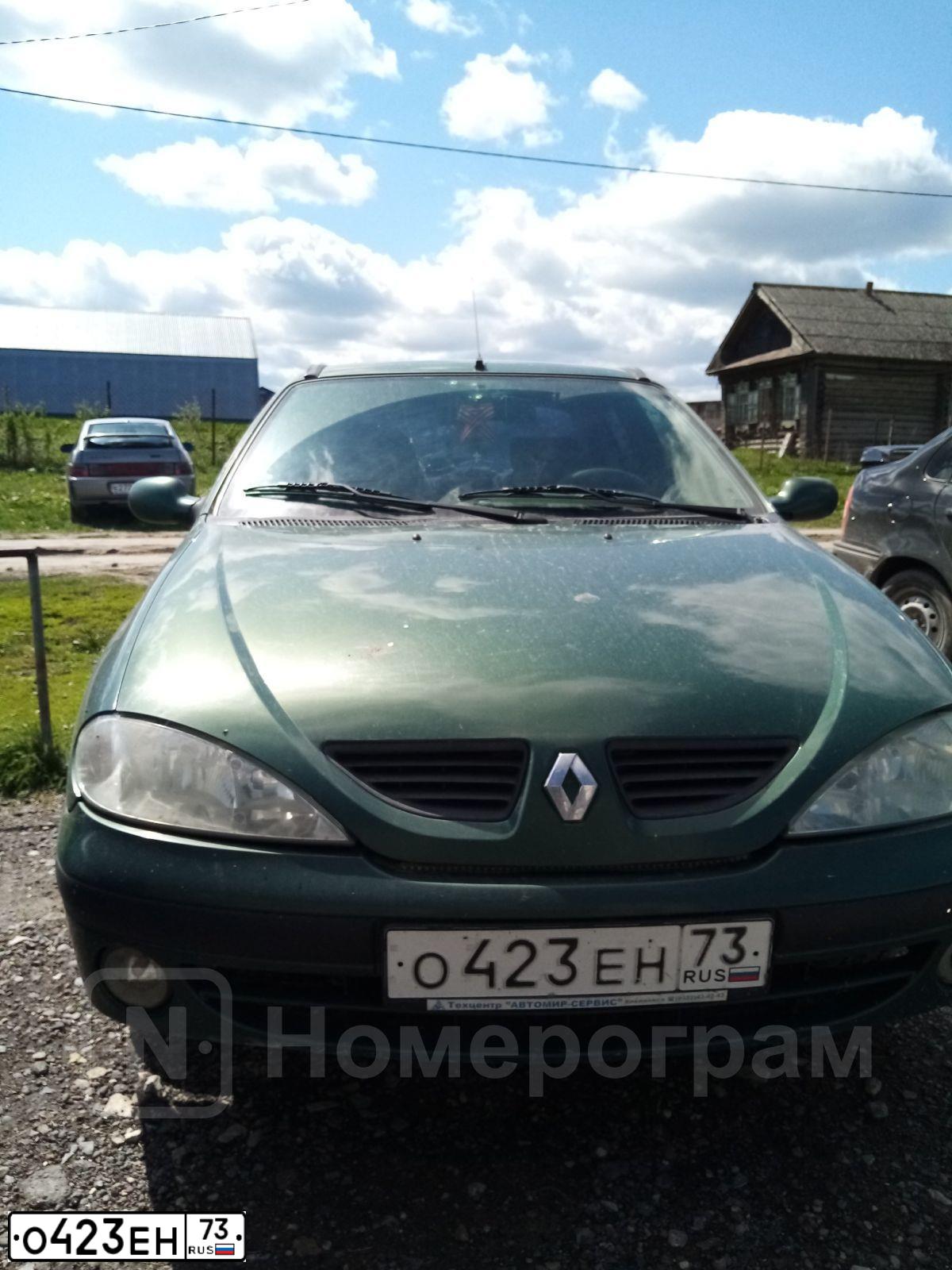 Фото автомобиля RENAULT MEGANE, 2003 — госномер О423ЕН73. Цвет: ЗЕЛЕНЫЙ