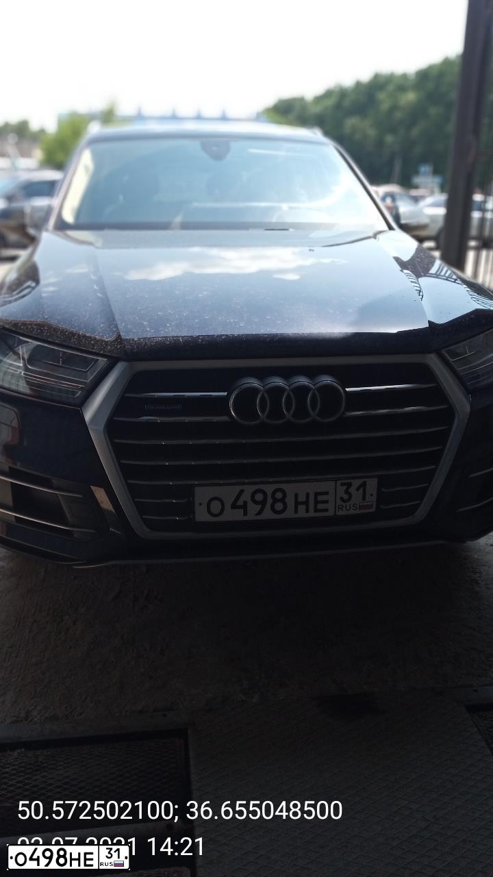 Фото автомобиля AUDI Q7, 2016 — госномер О498НЕ31. Цвет: ТЕМНО-СИНИЙ