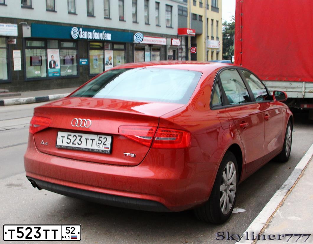 Фото автомобиля AUDI A4, 2012 — госномер Т523ТТ52. Цвет: КРАСНО-КОРИЧНЕВЫЙ