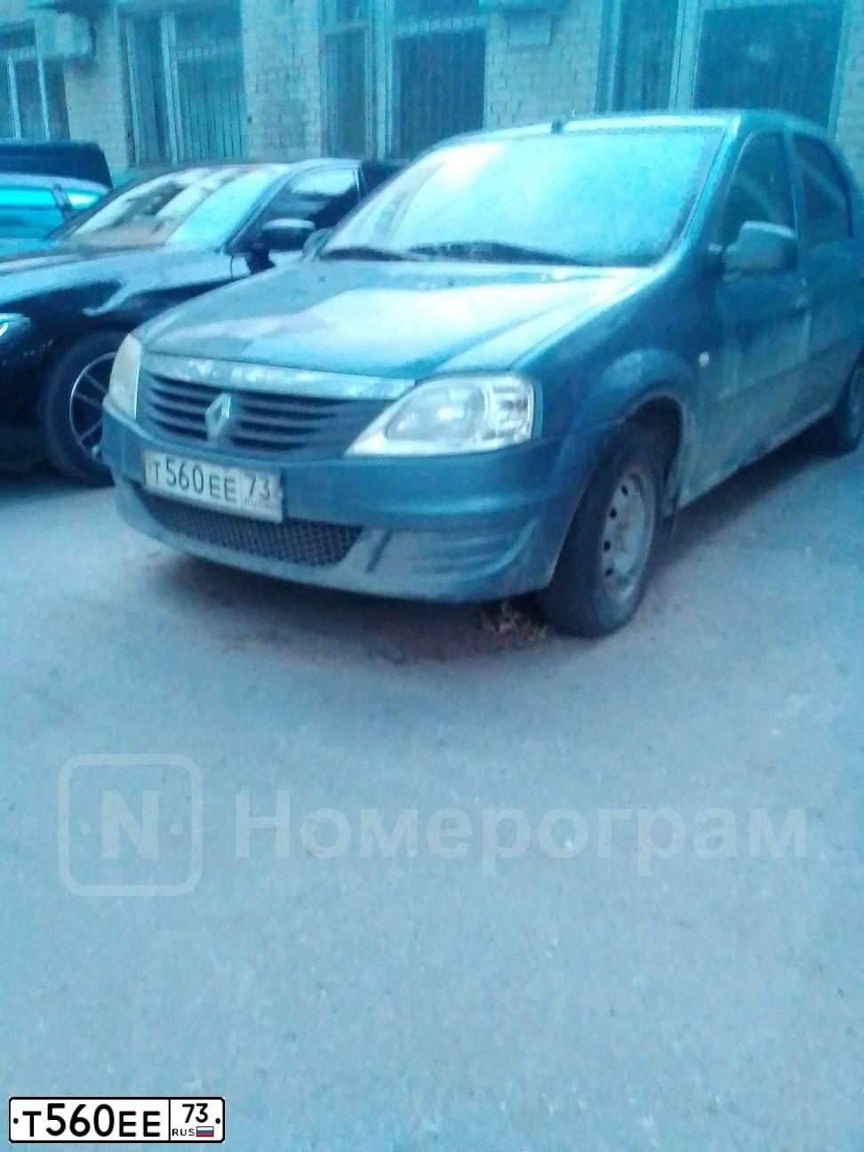 Фото автомобиля RENAULT LOGAN, 2011 — госномер Т560ЕЕ73. Цвет: СИНИЙ