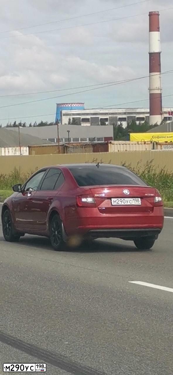 Фото автомобиля SKODA OCTAVIA, 2018 — госномер М290УС198. Цвет: ВИШНЕВЫЙ