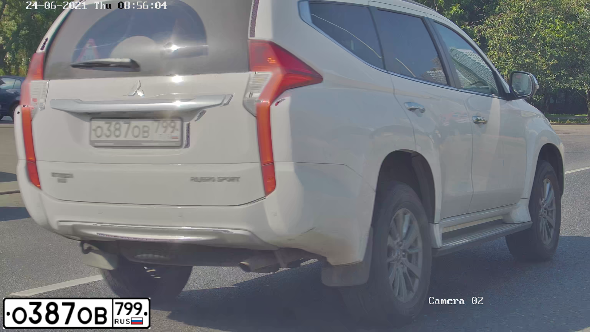 Фото автомобиля MITSUBISHI PAJERO SPORT, 2019 — госномер О387ОВ799. Цвет: БЕЛЫЙ