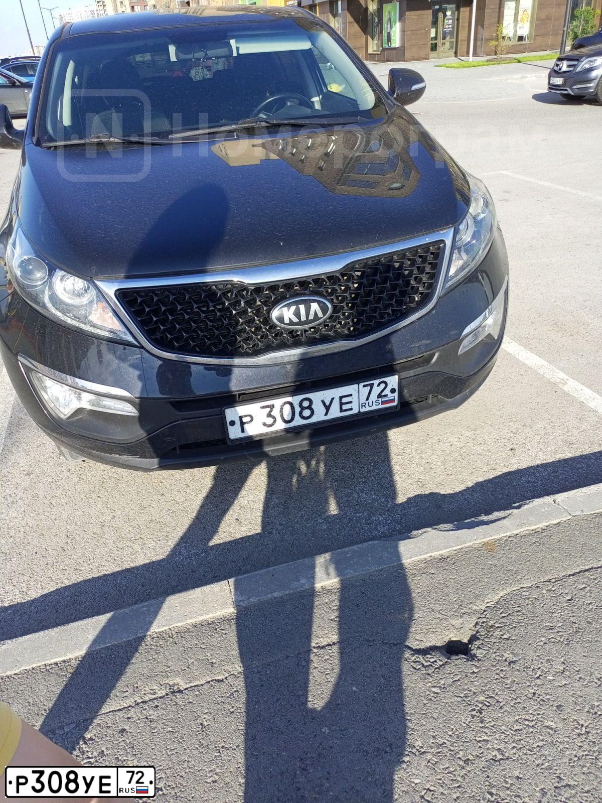 Фото автомобиля KIA SPORTAGE, 2015 — госномер Р308УЕ72. Цвет: ЧЕРНЫЙ ПЕРЛАМУТР